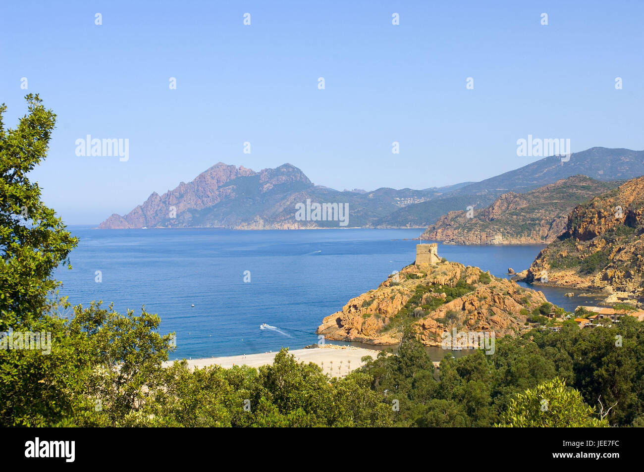 France, Corse, mer, côte, port, plage, Banque D'Images