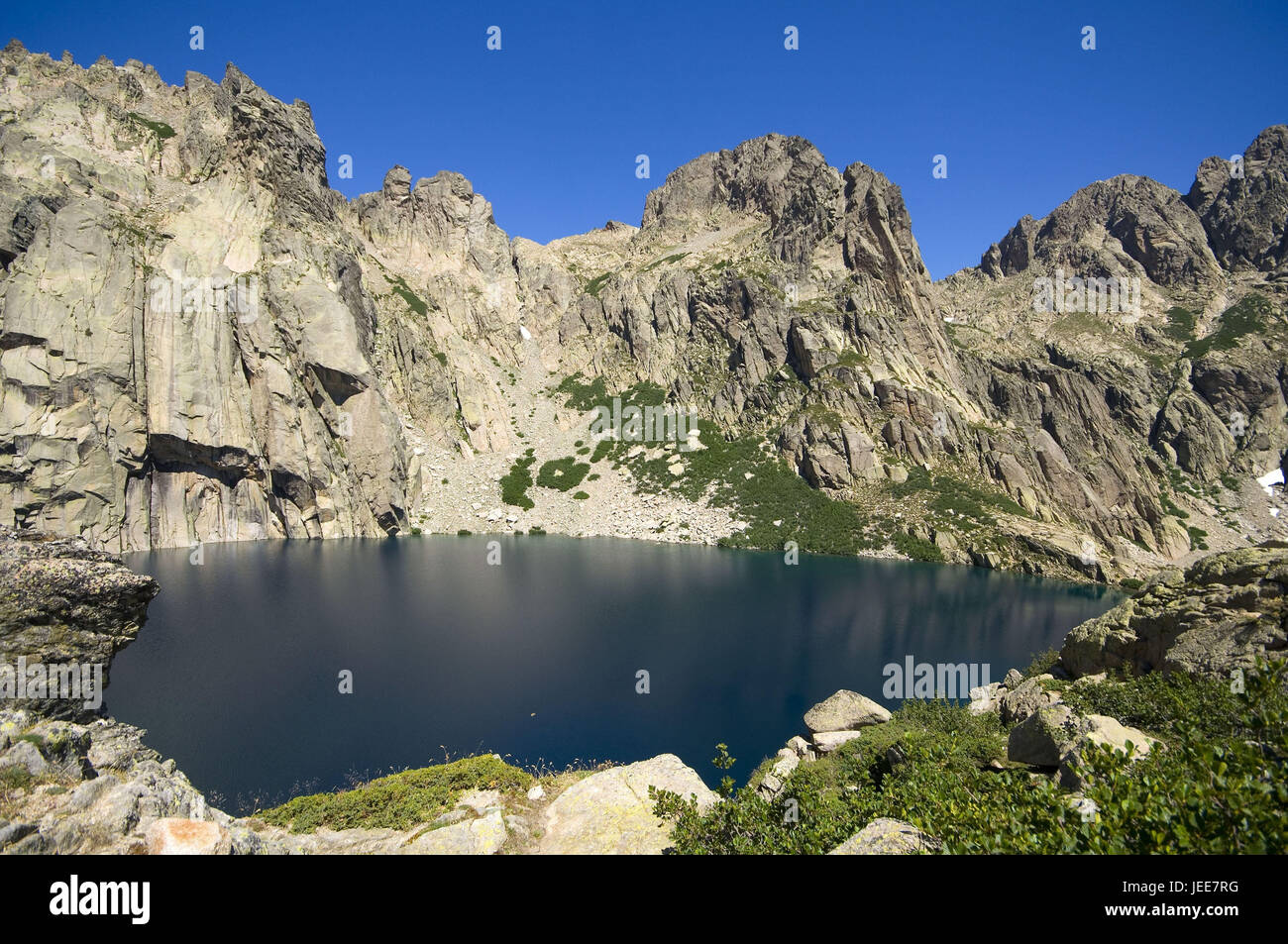 France, Corse, vallée de la Restonica, montagnes, rochers, lac, Banque D'Images