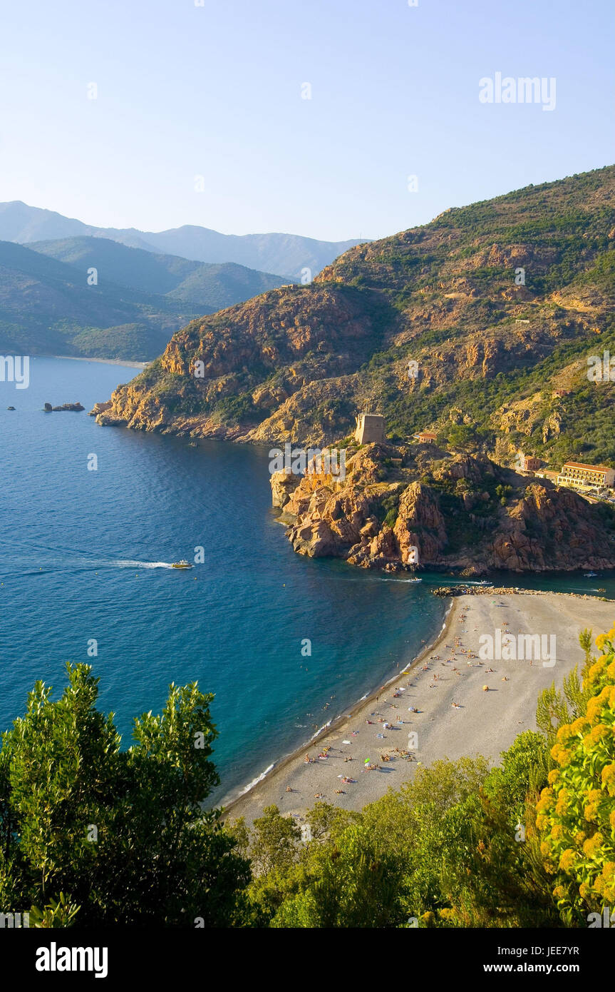 France, Corse, mer, côte, port, plage, Banque D'Images