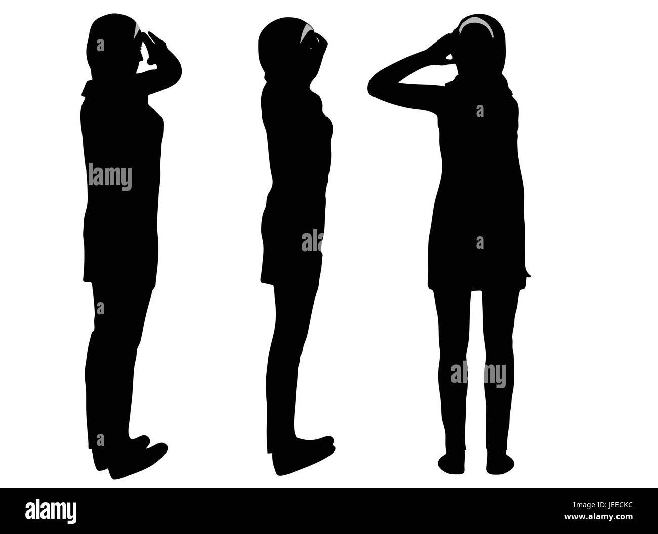 Vecteur EPS 10 illustration de silhouette de femme musulmane à donner salute poser Illustration de Vecteur