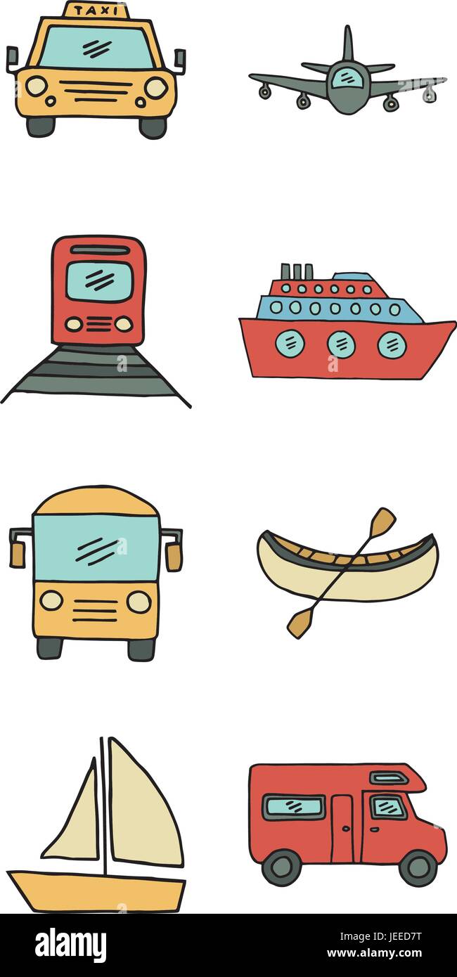 Icône vecteur ensemble de moyens de transport Illustration de Vecteur