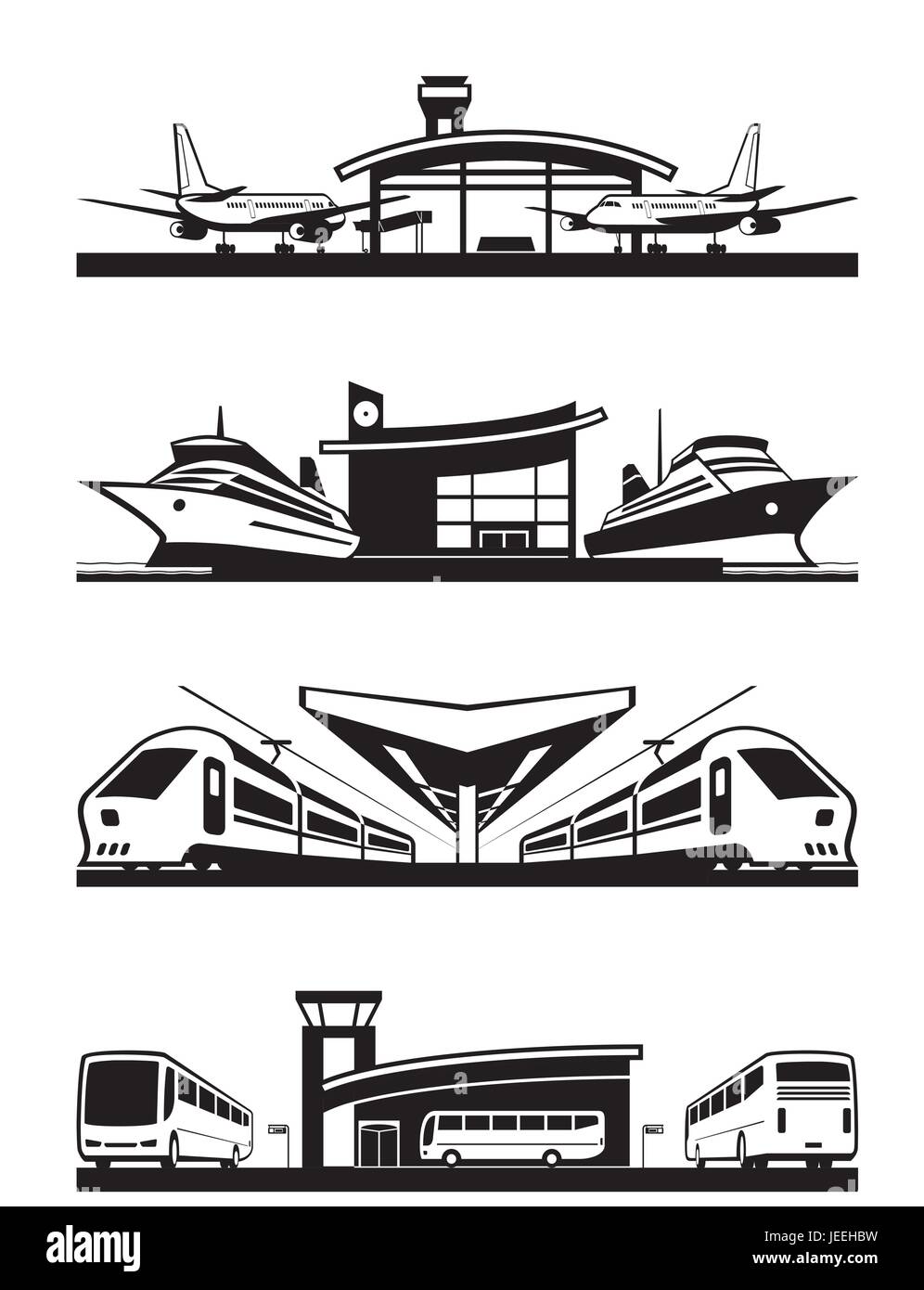 Les terminaux de transport de passagers - vector illustration Illustration de Vecteur