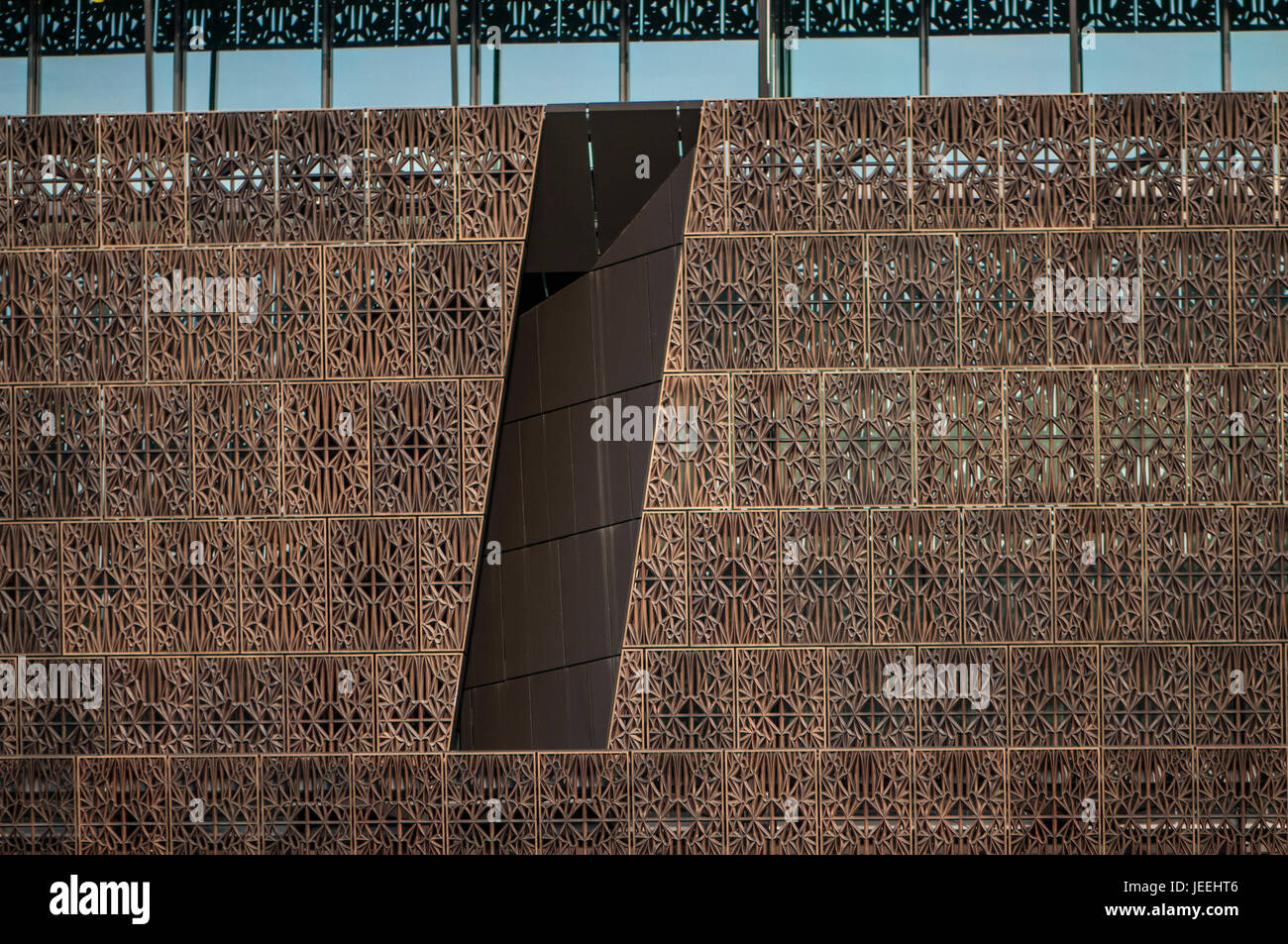 Illustrations sur façade de l'African American Museum, National Mall, WASHINGTON D.C. Banque D'Images