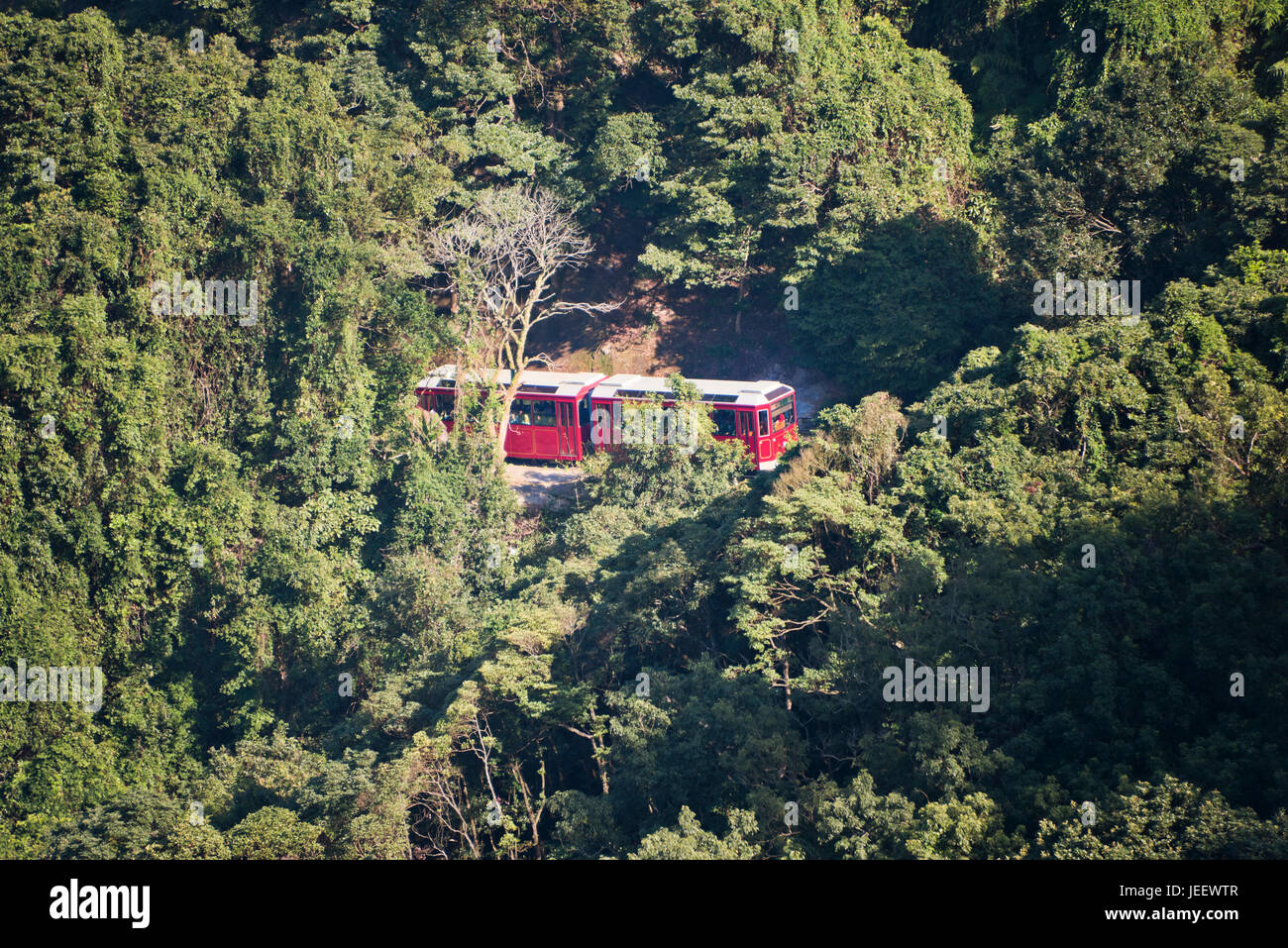 Vue horizontale du Peak tram à Hong Kong, Chine. Banque D'Images