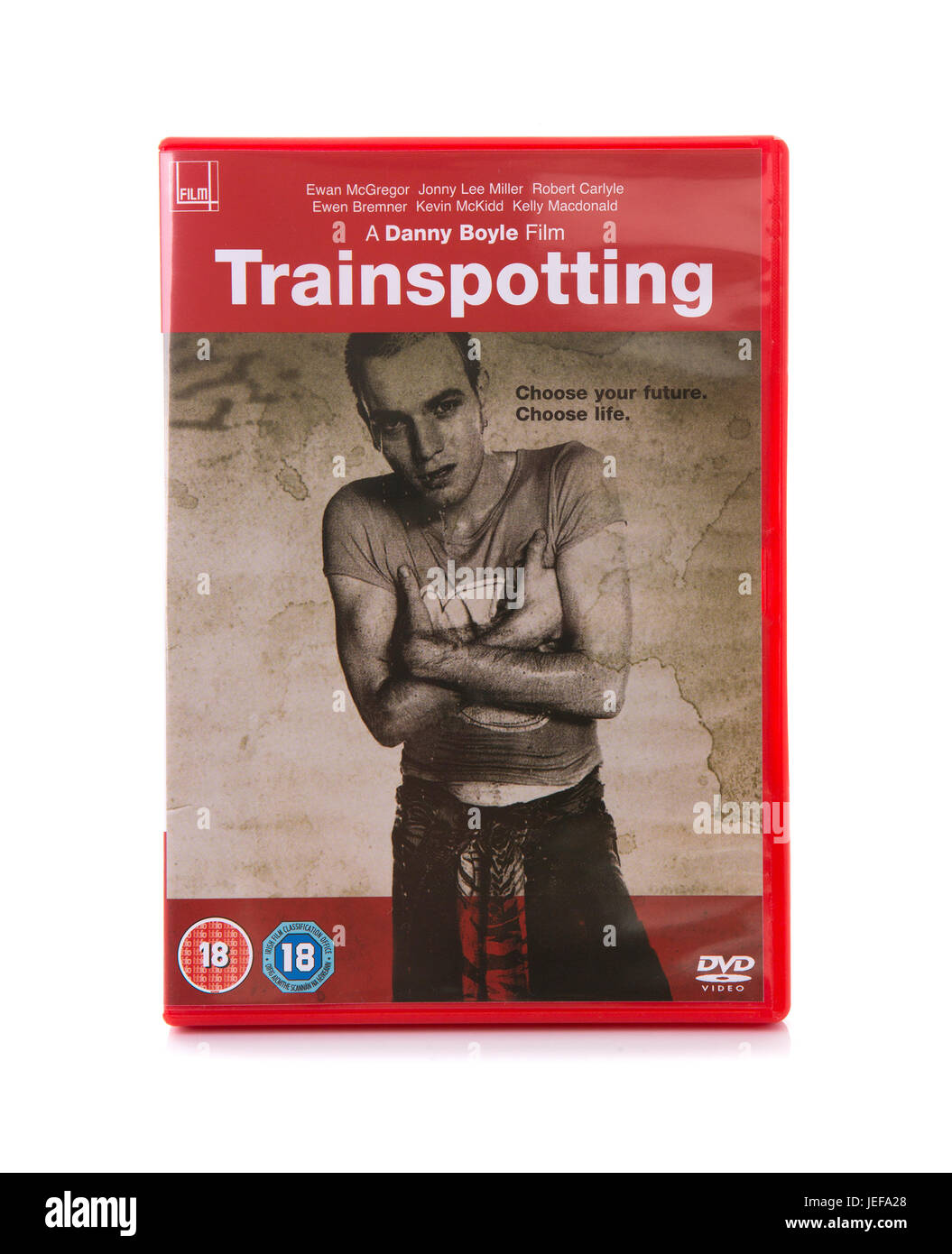 SWINDON, Royaume-Uni - le 24 juin 2017 : Trainspotting de Danny Boyle par DVD, film culte de 1996 Banque D'Images