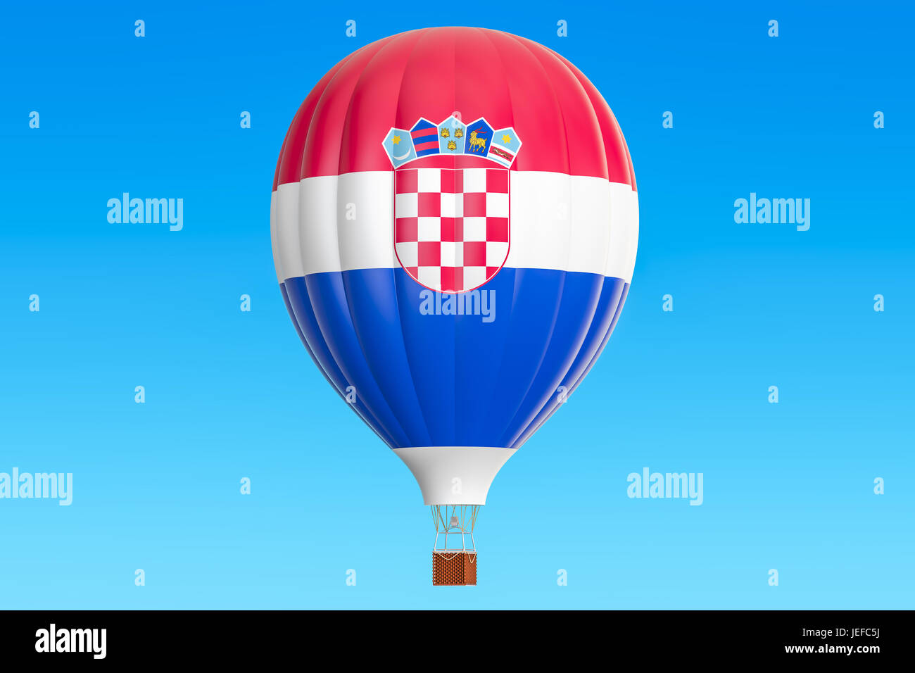 Hot Air Balloon avec drapeau croate, 3D Rendering Banque D'Images