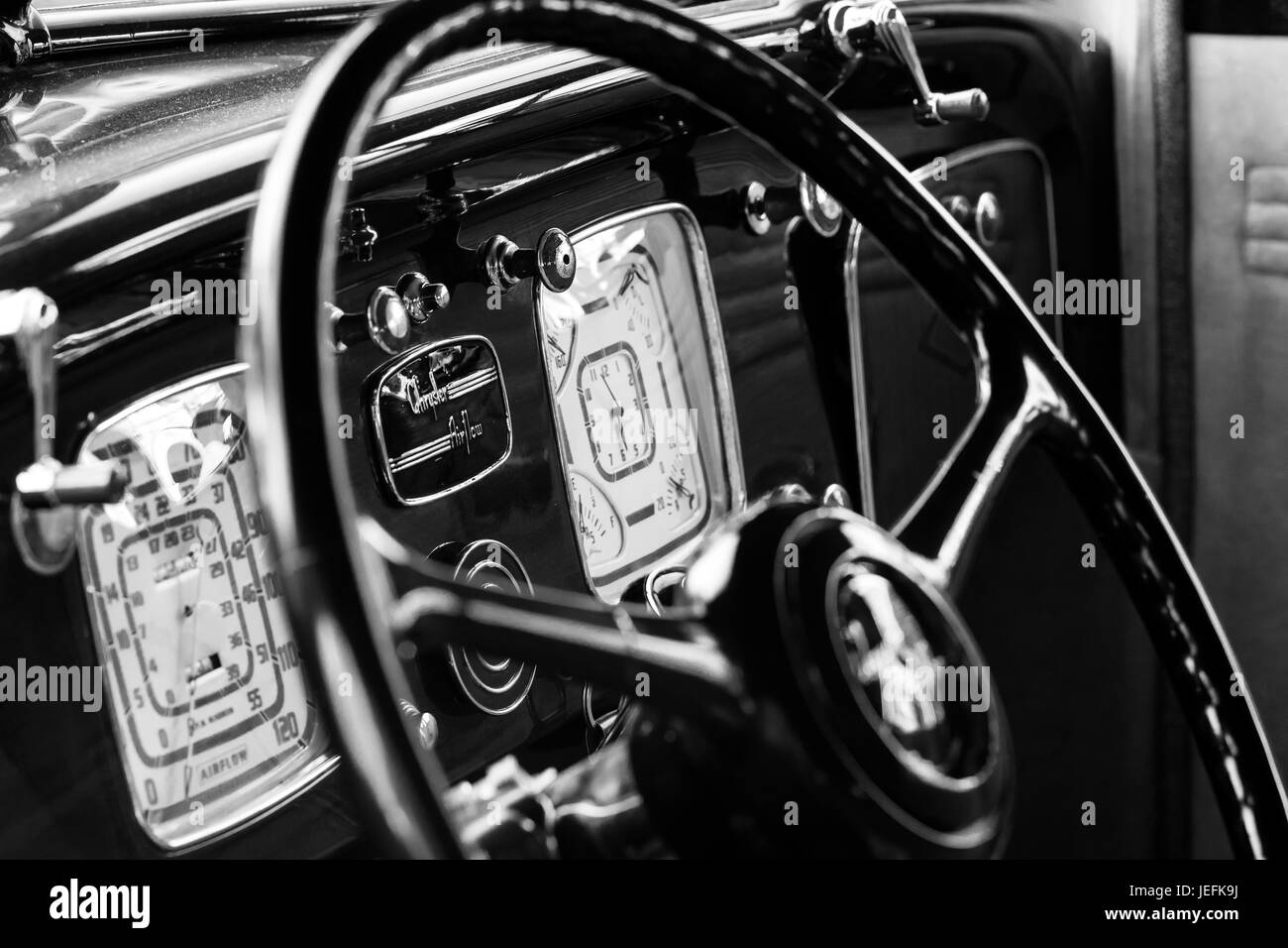 L'image du tableau de bord de voiture Vintage rallye de voitures dans Mumbai, Inde,Horniman circle Banque D'Images