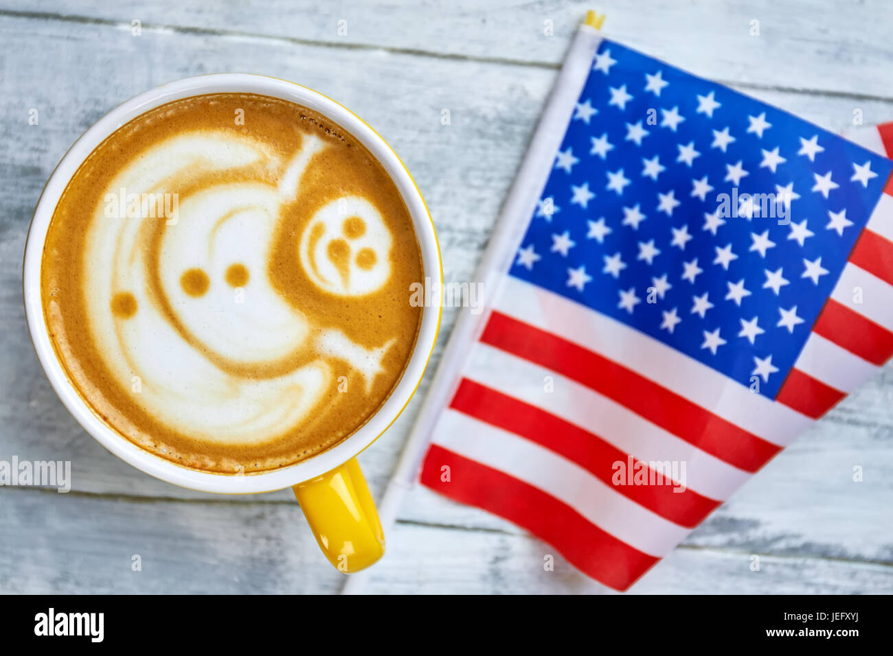 Café et USA flag. Banque D'Images