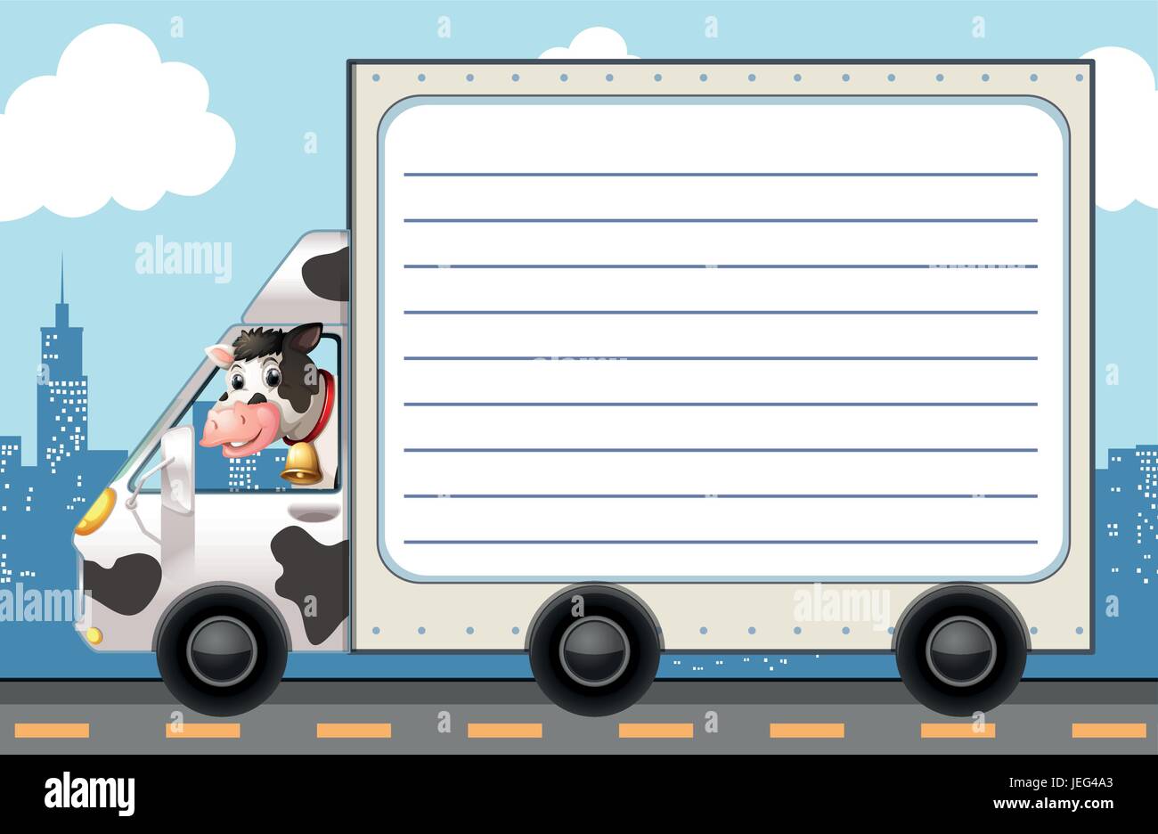 Modèle de document en ligne avec vache dans l'illustration du chariot Illustration de Vecteur