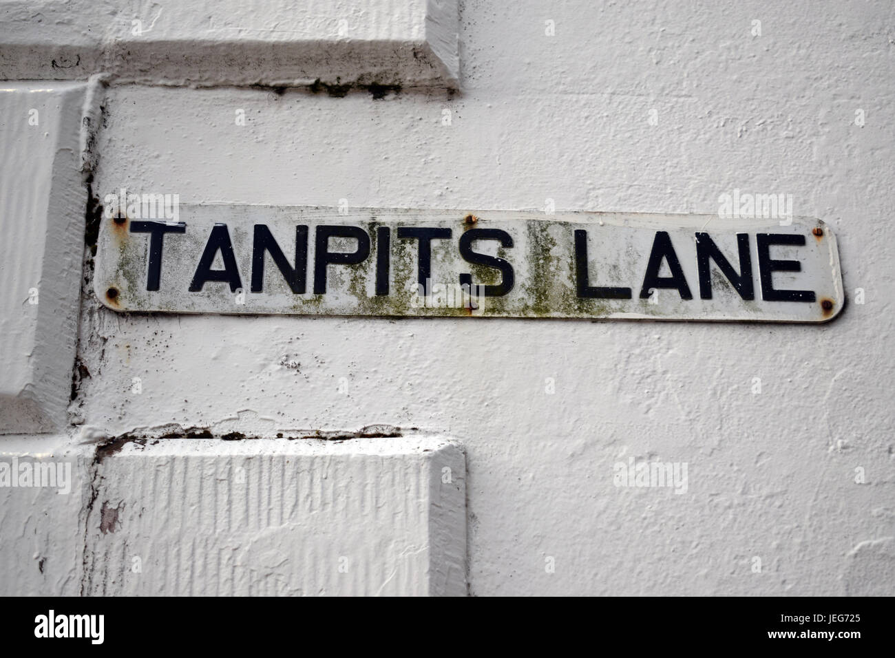 Signe de nom de rue - Tanpits Lane, Kirkcudbright Banque D'Images