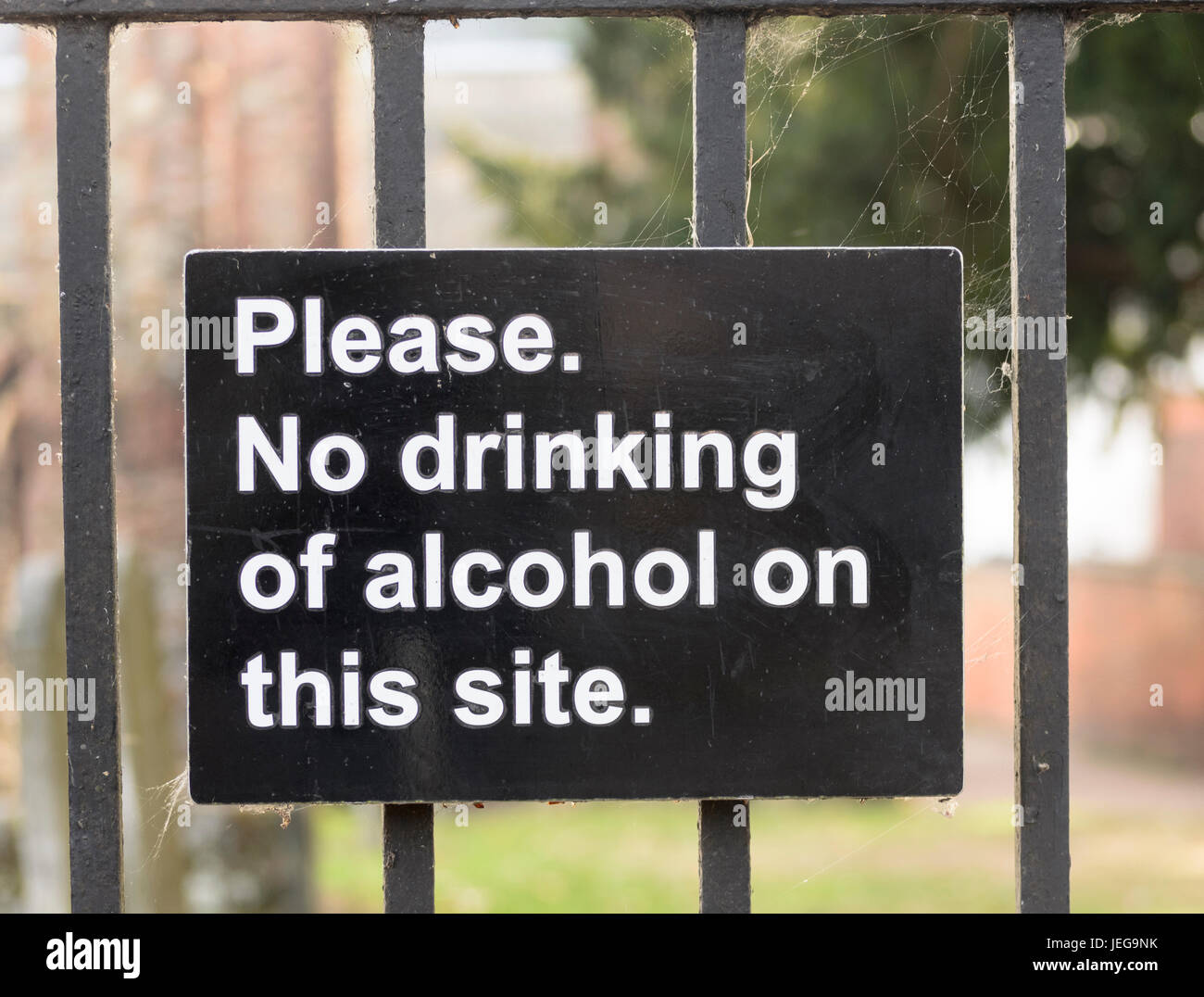 Une affiche qui dit pas d'alcool sur le site UK. Banque D'Images