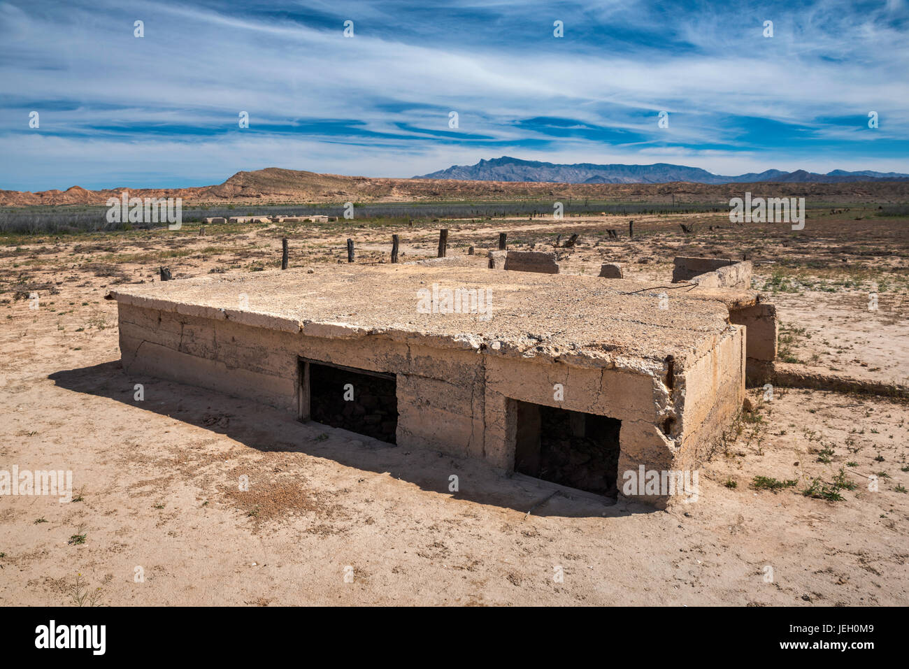 Fondation de chambre à St Thomas, ville fantôme submergée par le Lac Mead depuis de nombreuses années, désormais exposées, Lake Mead National Recreation Area, Nevada, USA Banque D'Images