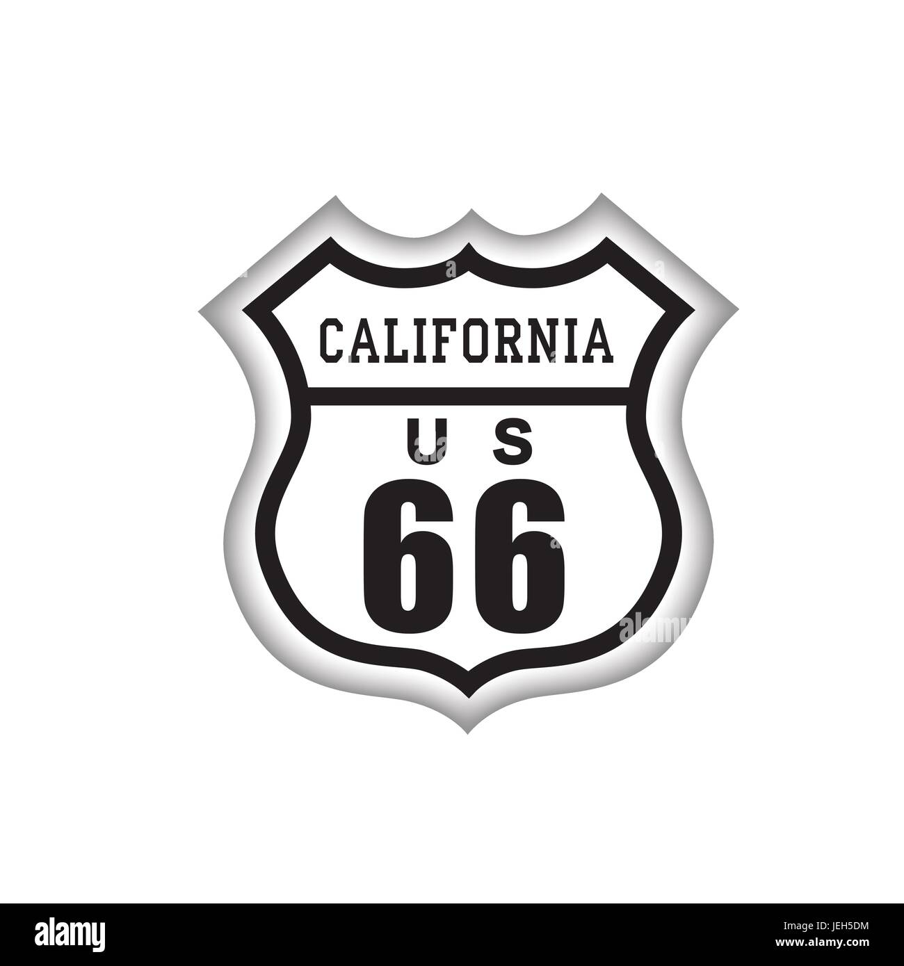 Voyages USA signe. label route 66 avec lettrage en Californie. L'icône american road Illustration de Vecteur