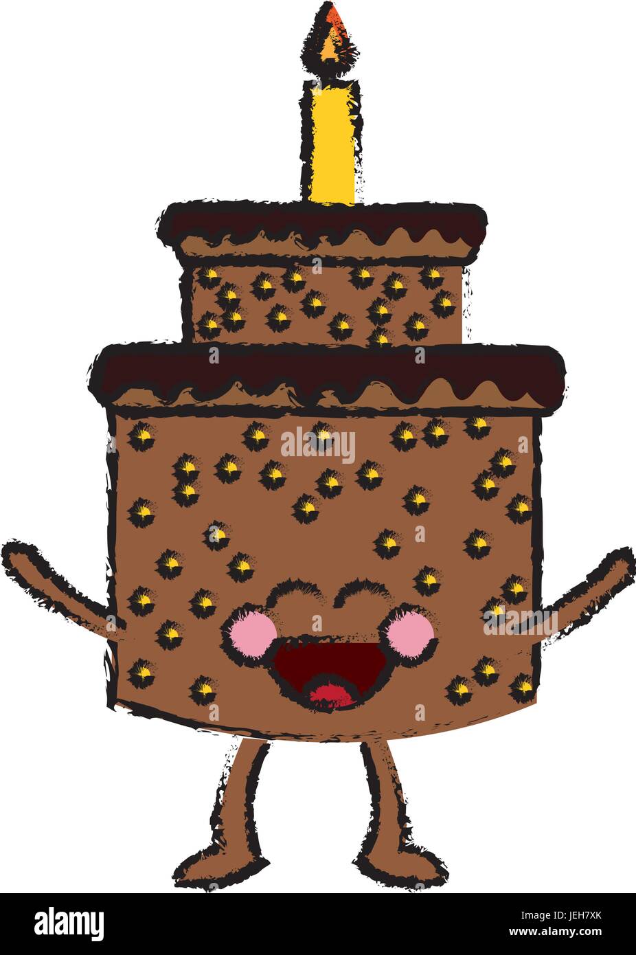 Gâteau kawaii happy party celebration Illustration de Vecteur