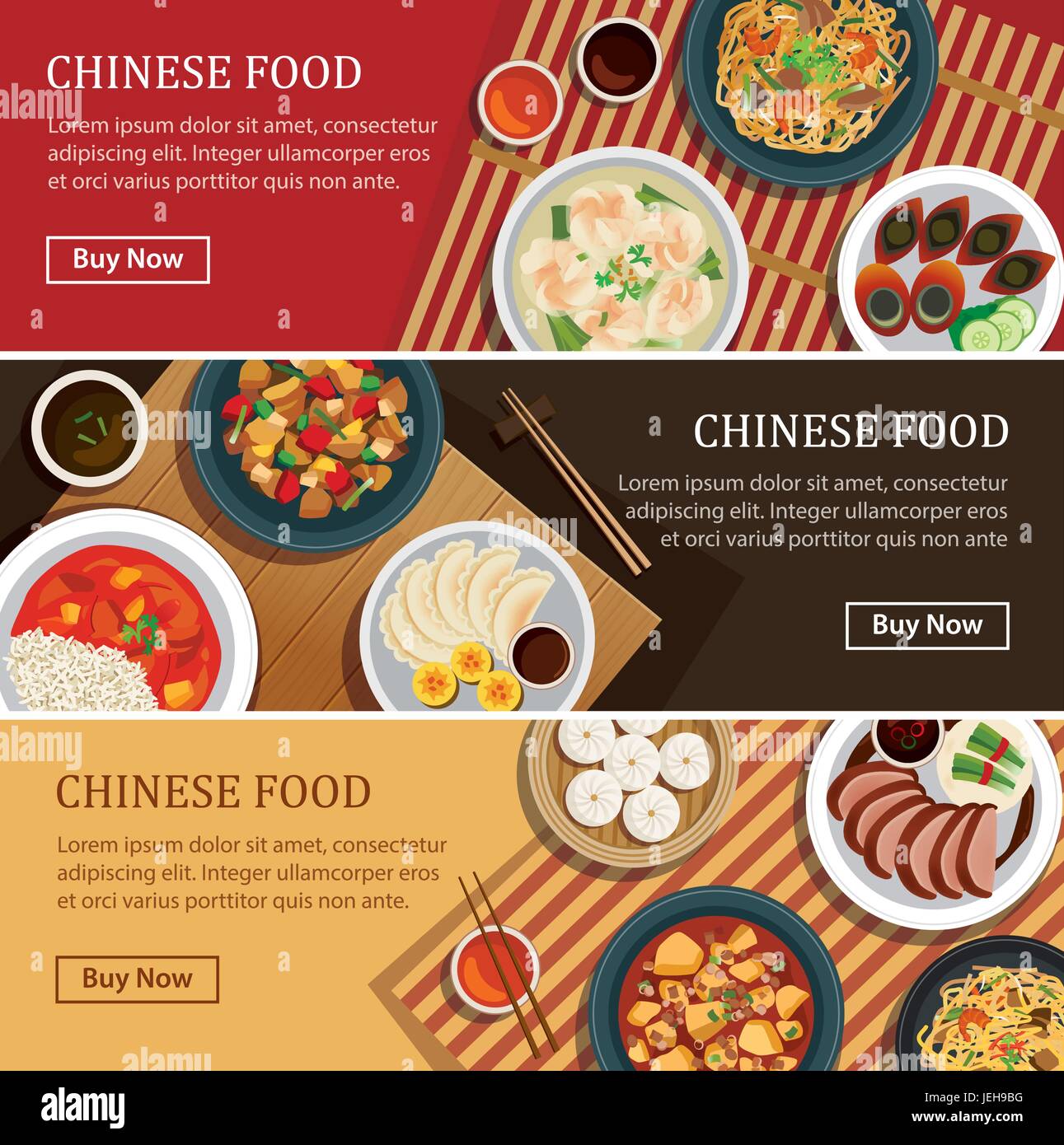 La nourriture chinoise.bannière web coupon alimentaire rue chinois. Illustration de Vecteur