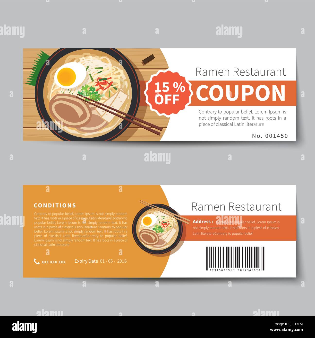 La nourriture japonaise coupon réduction template modèle plat Illustration de Vecteur
