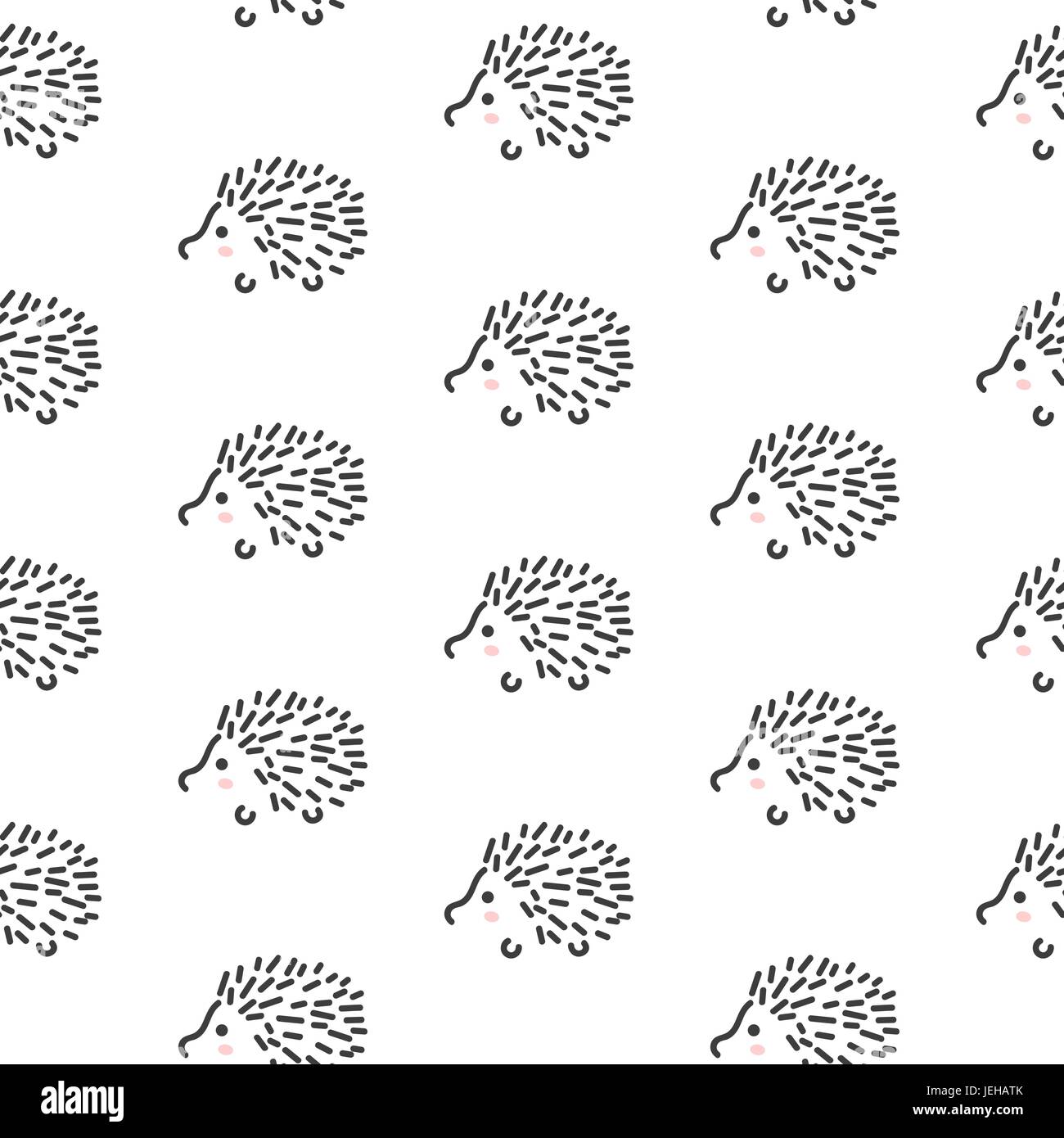 Hedgehog ligne stylisée motif transparente amusant pour les enfants et bébés. Illustration de Vecteur