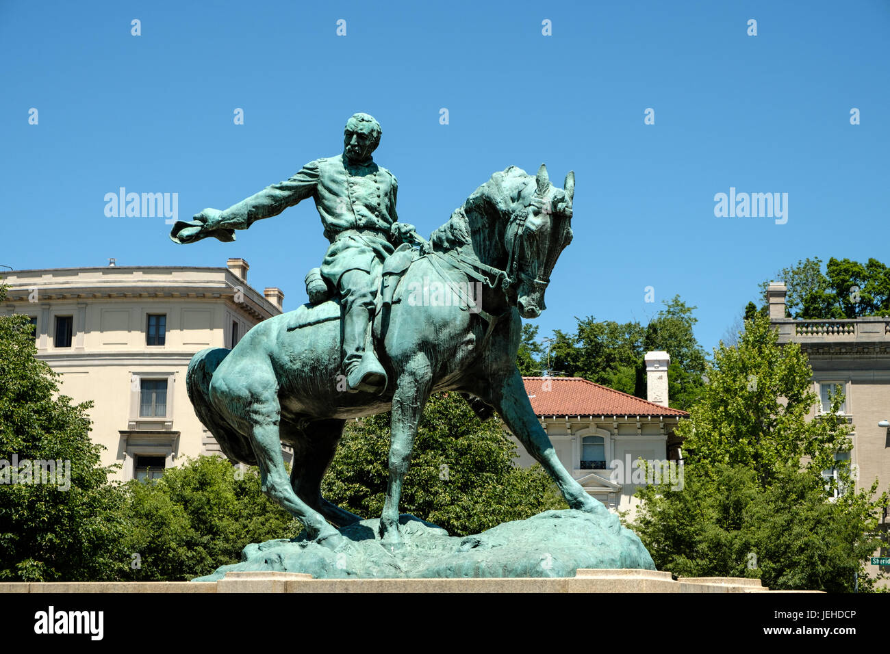 Général Philip Sheridan statue équestre, Sheridan Circle, Washington DC Banque D'Images