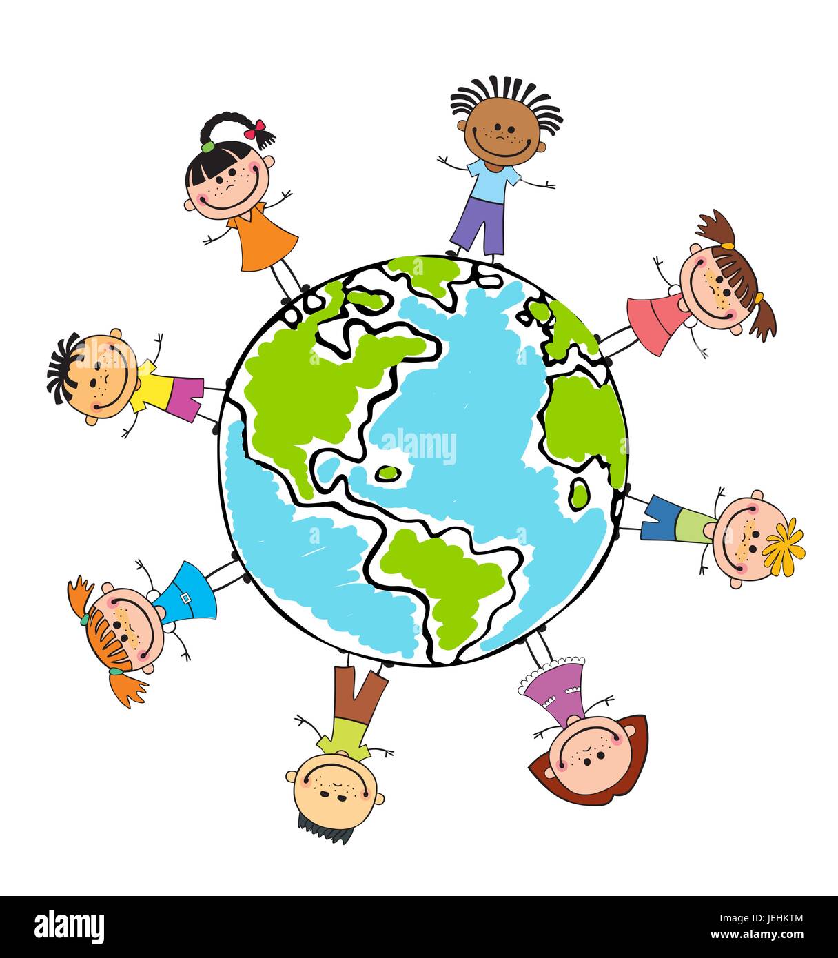 Planète enfants. Les enfants le jour de la Terre. Vector Image