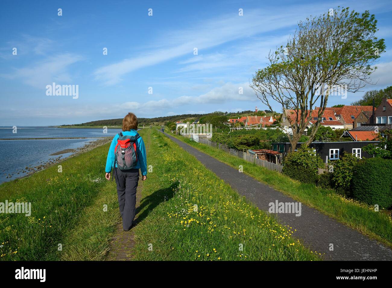 De Waddendijk ter hoogte van Oost-Vlieland Banque D'Images