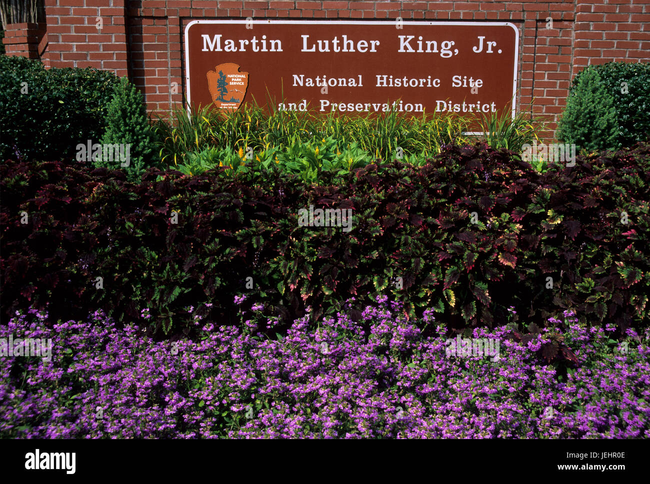 Panneau d'entrée, Martin Luther King Jr. National Historic Site, Atlanta, Géorgie Banque D'Images