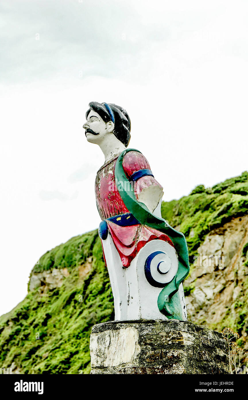 Galionsfigur à Cornwall, Polkerris ; Figure de proue Banque D'Images