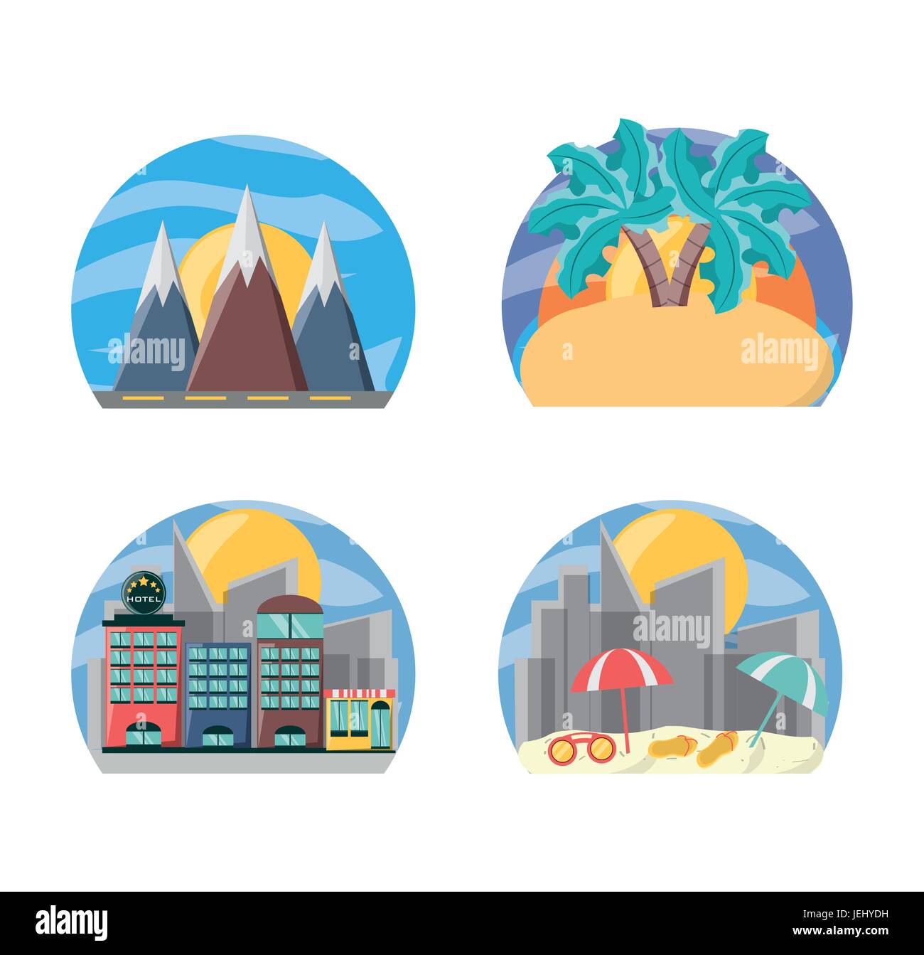 Paysage lieux à destination de voyage Illustration de Vecteur