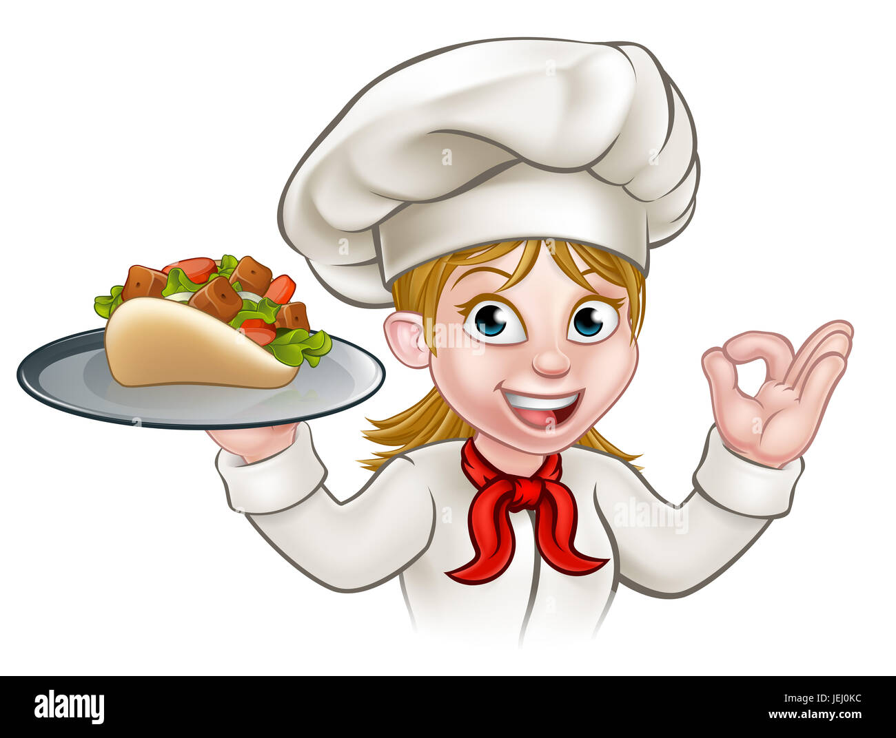 Un Dessin De Femme De Caractere Chef Holding Un Kebab Photo Stock Alamy