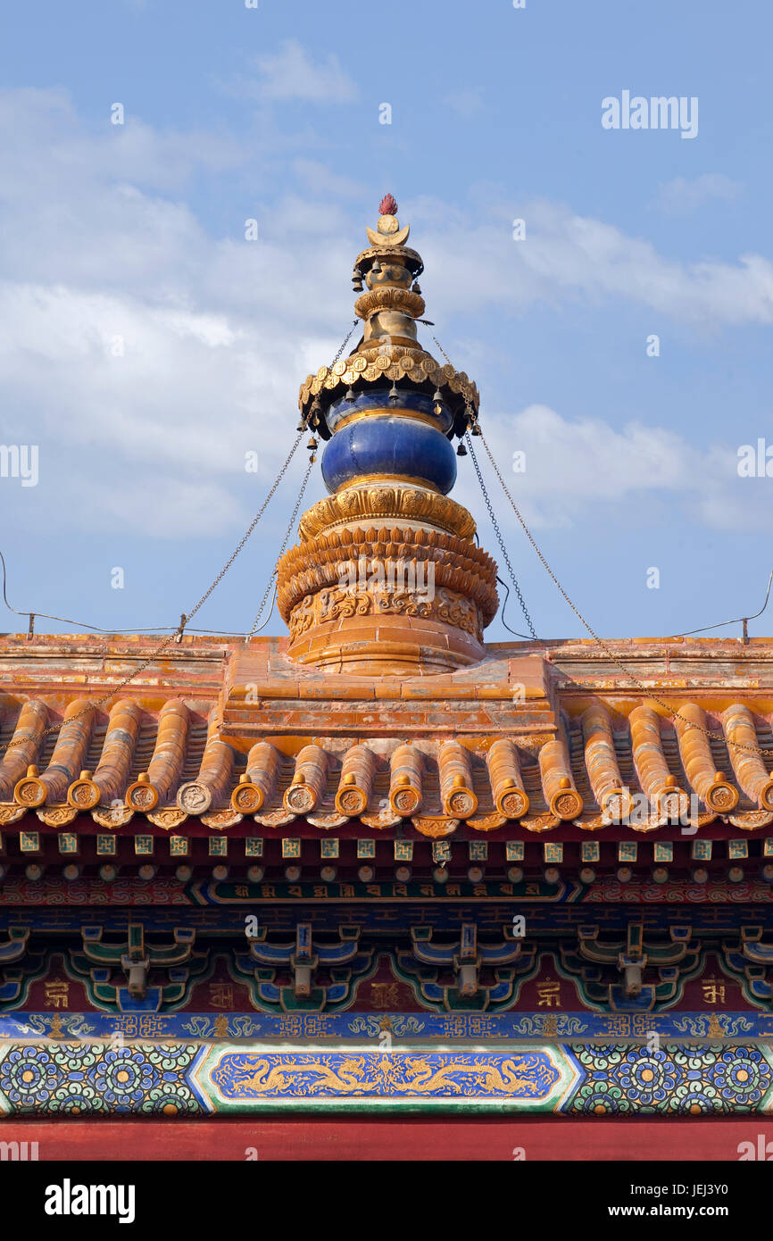 Clocher orné du célèbre temple lama, Pékin Banque D'Images