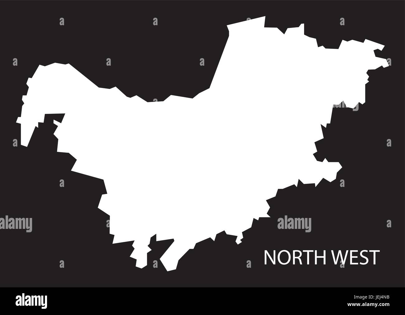 Nord-ouest de l'Afrique du Sud noir carte illustration silhouette inversée Illustration de Vecteur