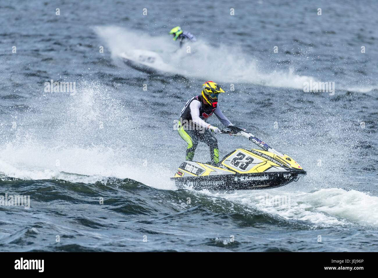 La P1 Grand Prix écossais de la mer est la deuxième des quatre événements à travers le Royaume-Uni pour la P1 Bateau de Moteur en cours de championnat à Greenock. Photo : Simon Gill dans la course Sprint AquaX Banque D'Images