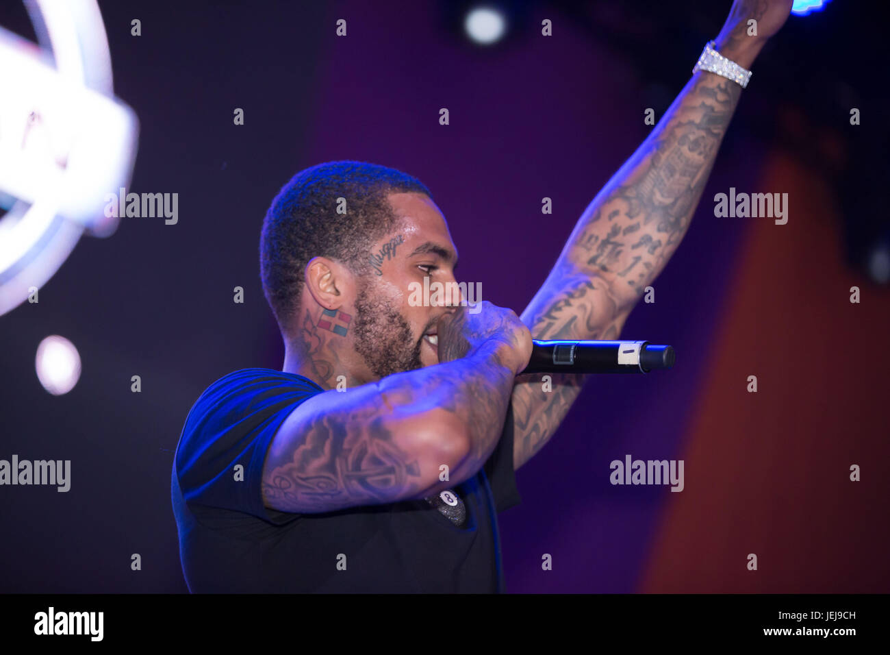 Los Angeles, États-Unis. 24 juin 2017. Dave East réalise des représentations sur scène principale pendant 2017 BET Experience Los Angeles Convention Center juin 24,2017 Los Angeles, Californie. Banque D'Images