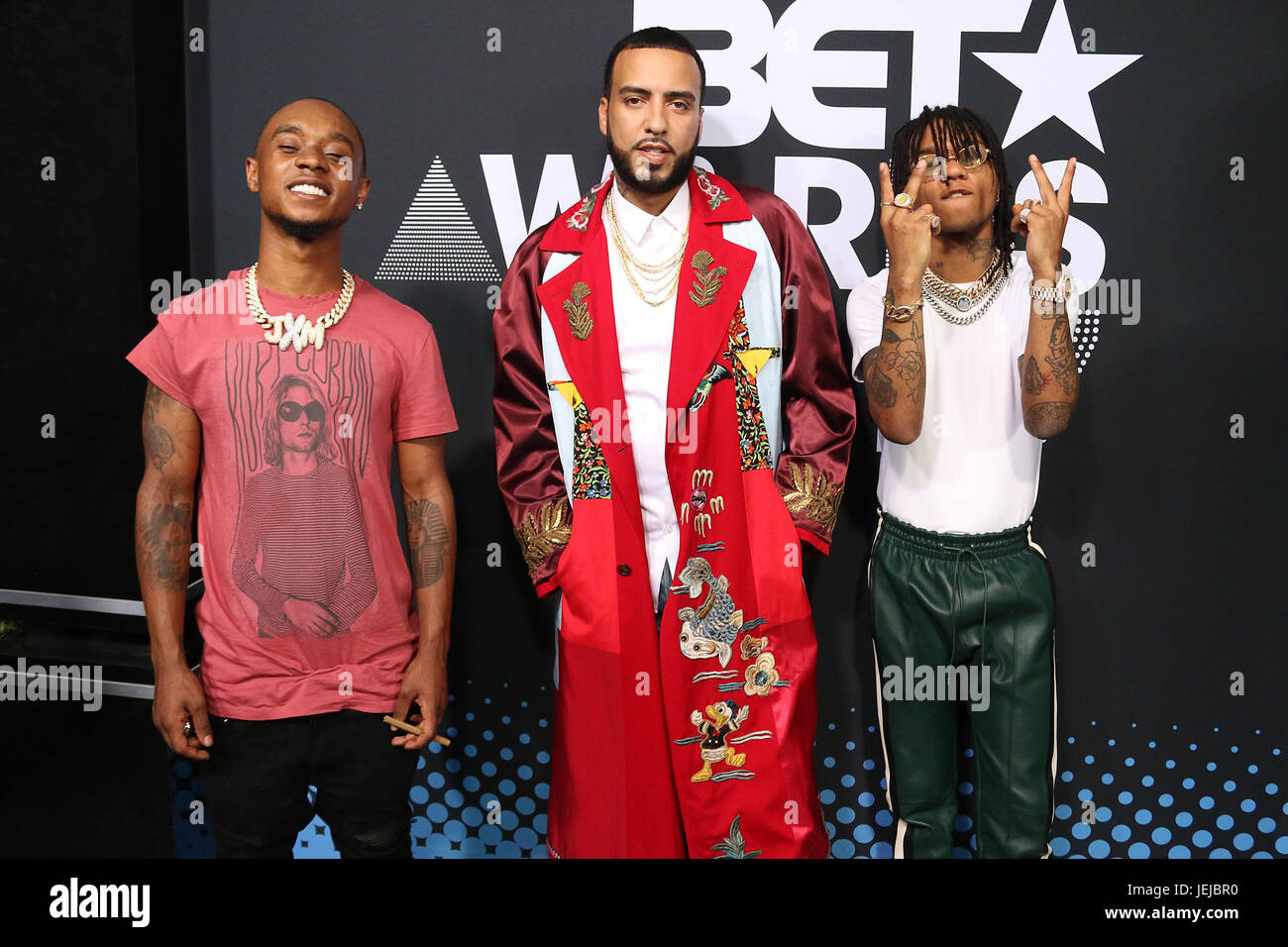 Los Angeles, CA, USA. 25 Juin, 2017. Rae et Sremmurd Français arrivant à la Montana 17 BET Awards lors du Microsoft Theatre de Los Angeles, Californie le 25 juin 2017. Walik Goshorn Crédit : Punch/media/Alamy Live News Banque D'Images