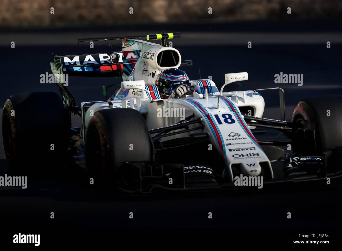 Baku, Azerbaïdjan. 25 Juin, 2017. Pilote de Formule 1 Du Canada Lance Stroll de Williams F1 Team Martini Racing en action au cours de la 2017 Grand Prix de Formule 1 de l'Azerbaïdjan à la ville de Bakou en circuit Bakou, Azerbaïdjan, 25 juin 2017. Credit : Aziz Karimov/Alamy Live News Banque D'Images