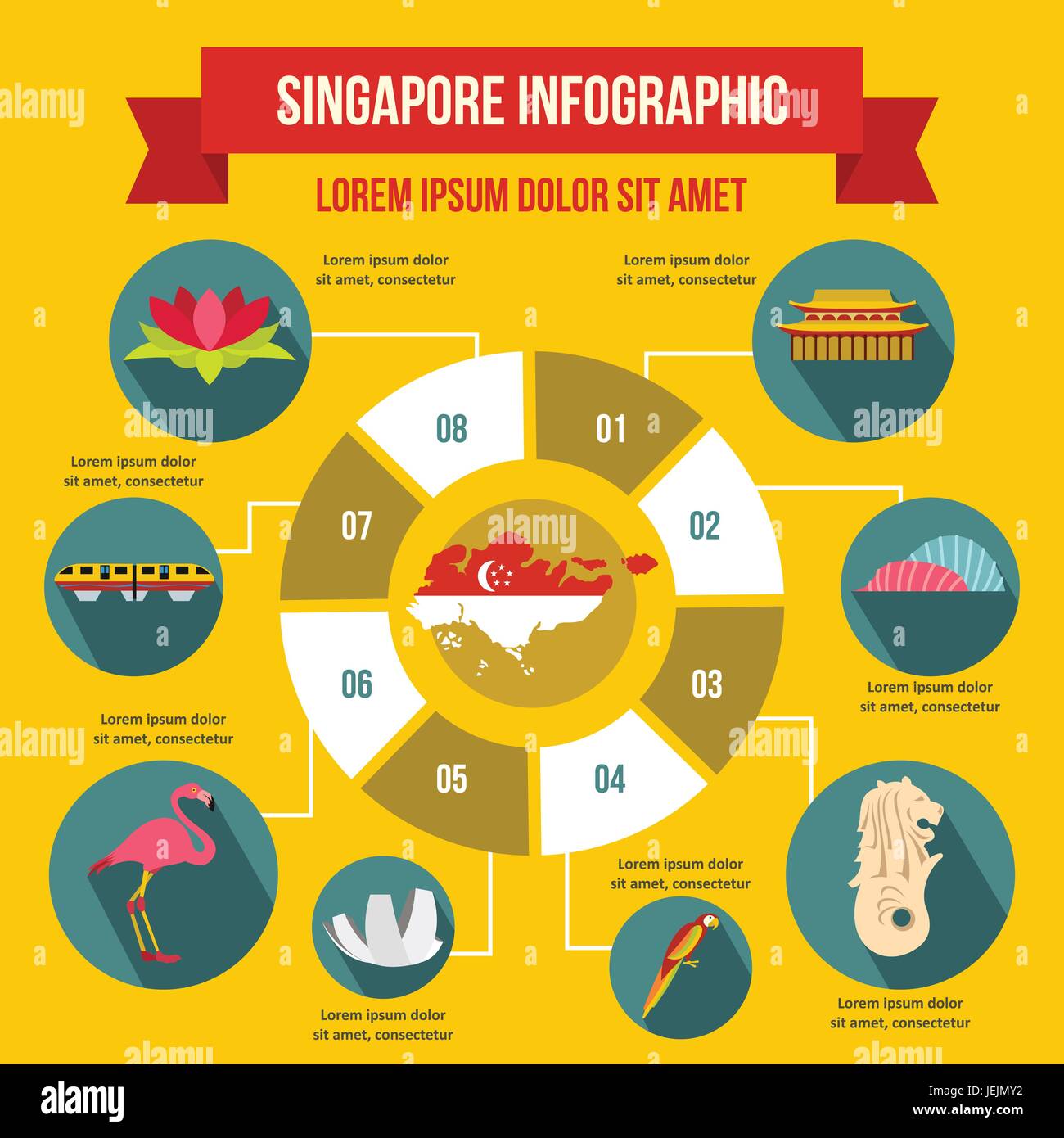 Singapour infographie concept, style plat Illustration de Vecteur