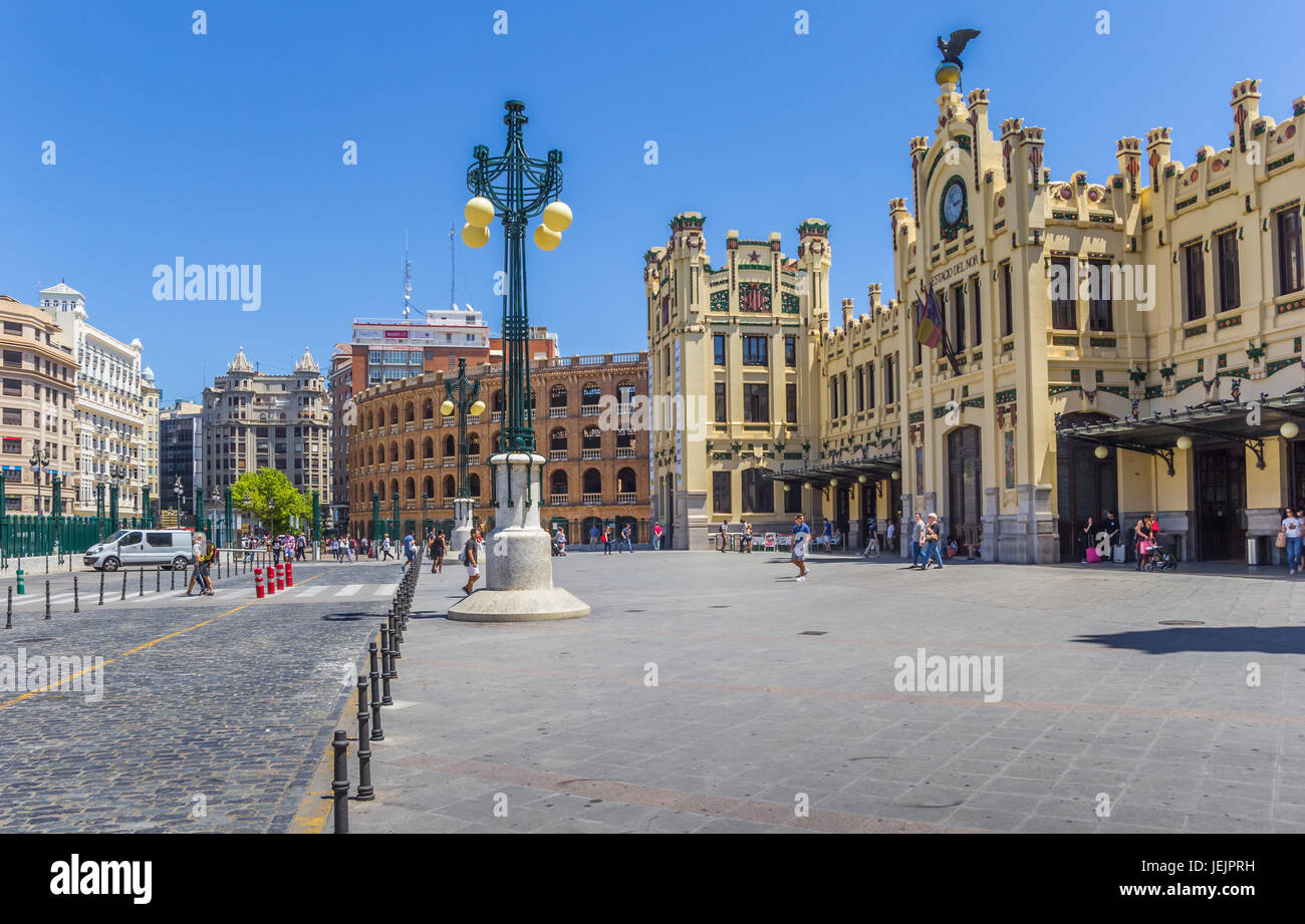 Façade de la gare de Valence, Espagne Banque D'Images
