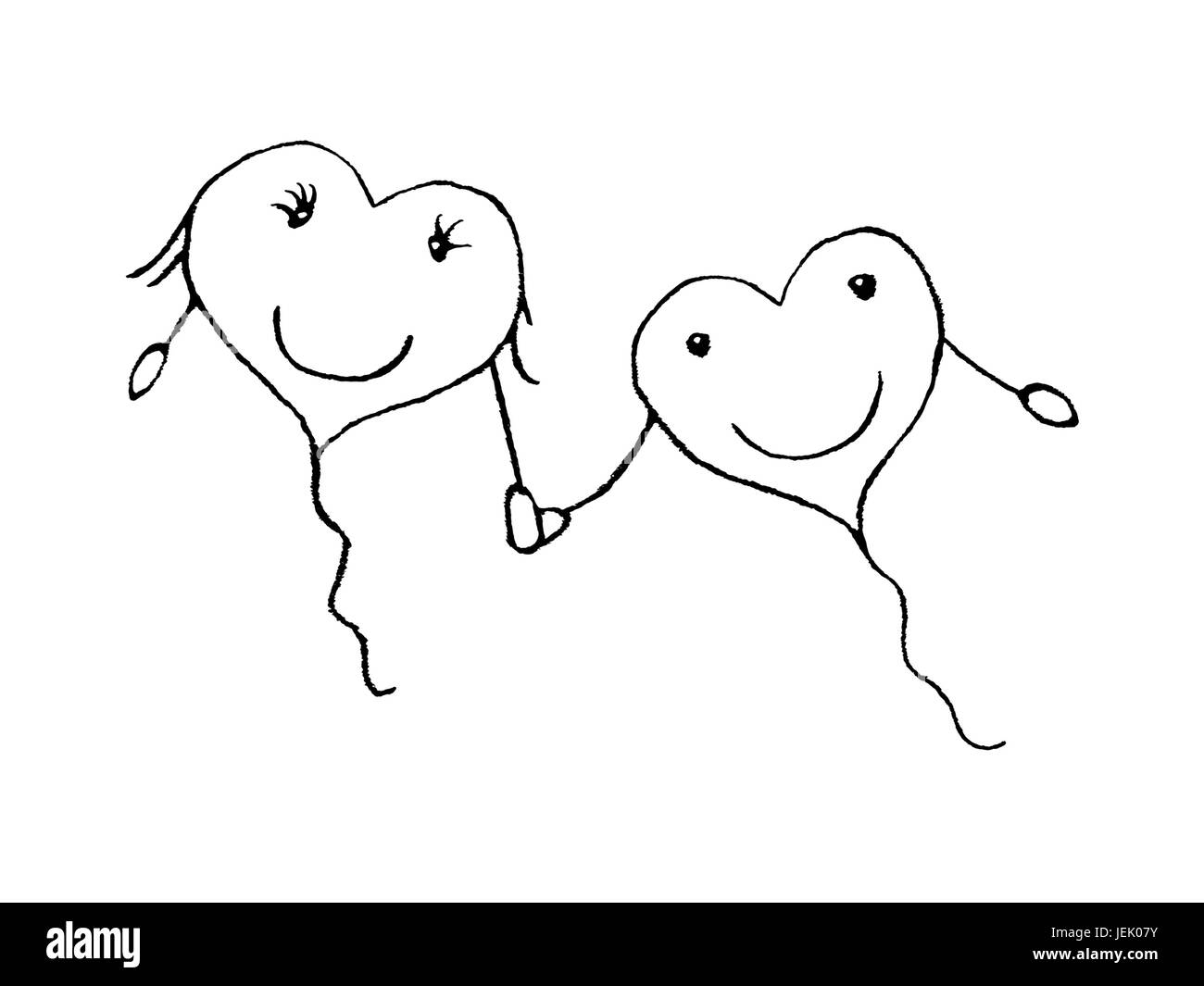 Love Couple Concept Dessin au Crayon Banque D'Images