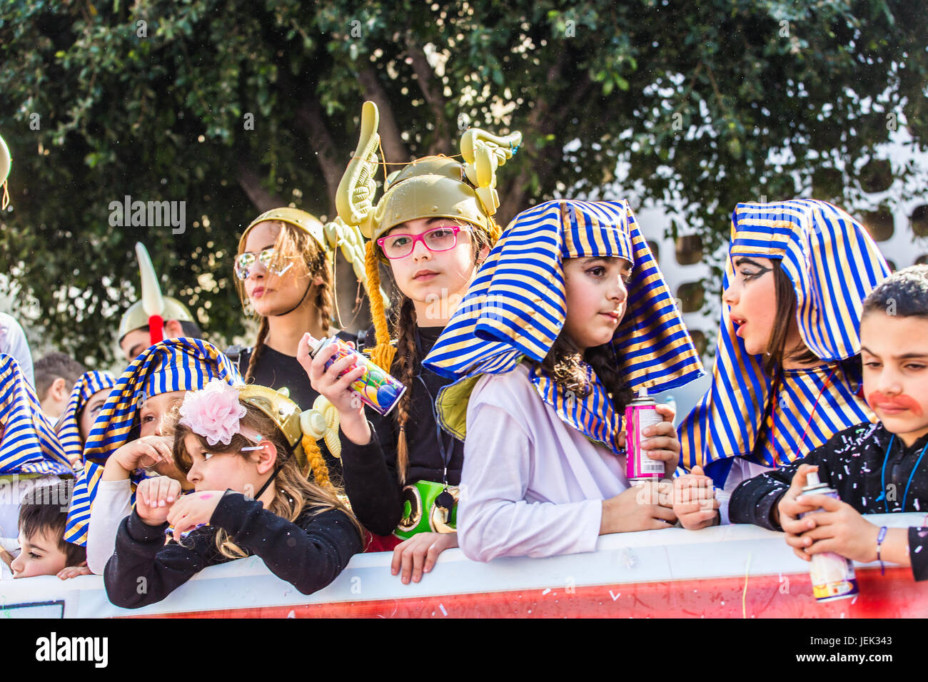 LIMASSOL, Chypre - 26 Février : Carnaval des enfants prend part au défilé du carnaval des enfants, 26 février 2017 à Limassol, Chypre Banque D'Images