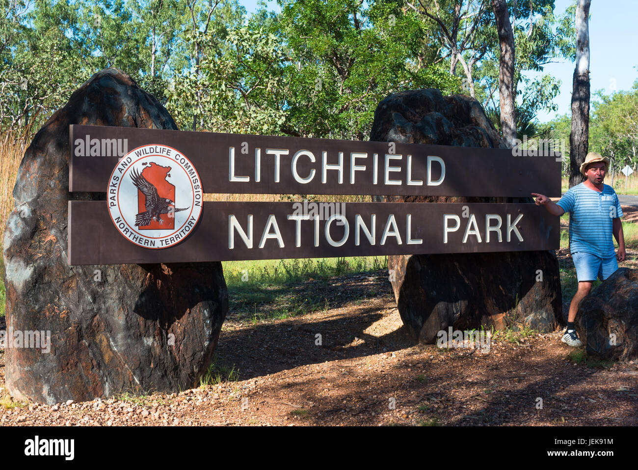 Litchfield National Park, entrée et signe. Territoire du Nord, Australie. Banque D'Images