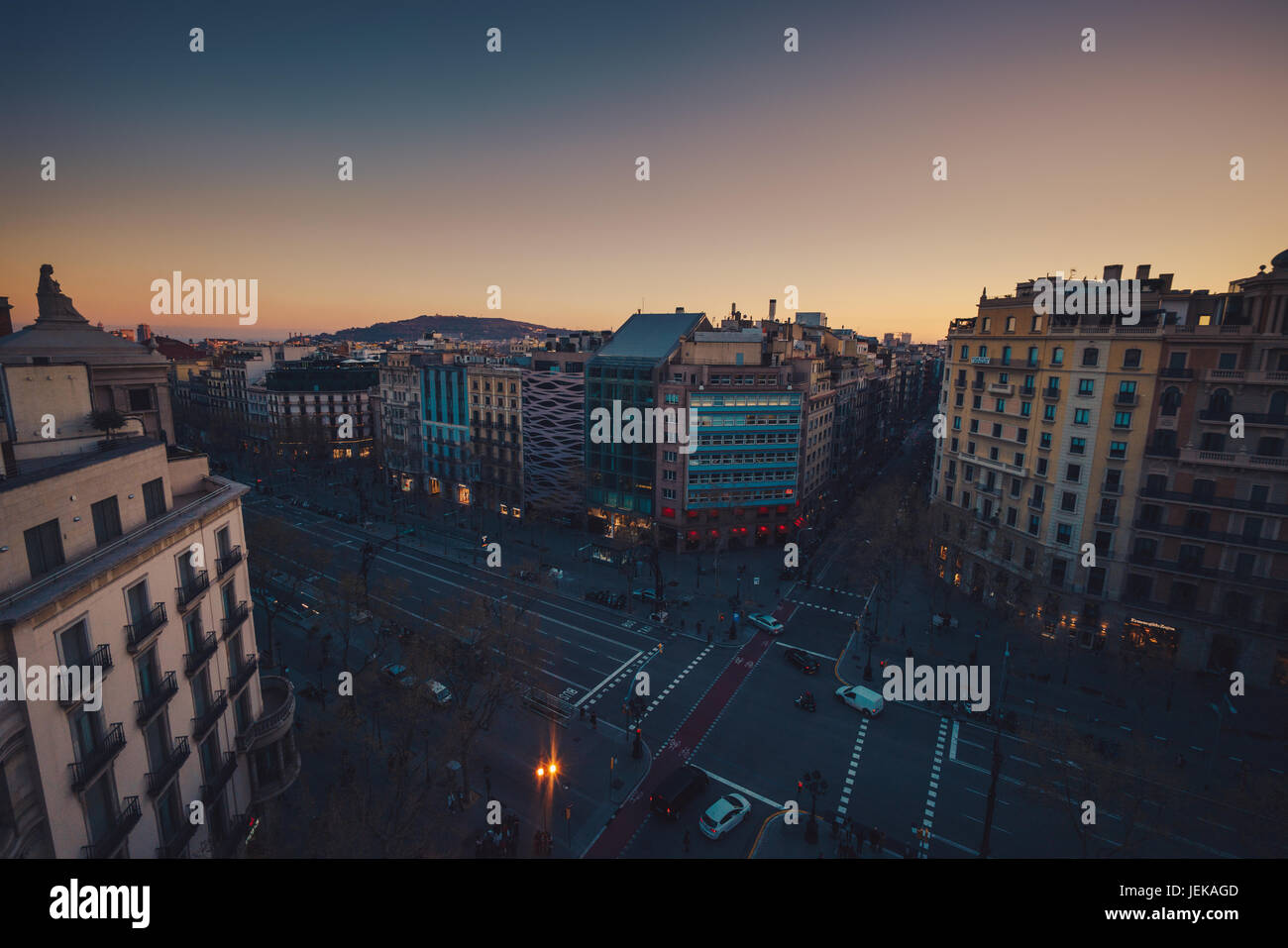 Vue aérienne de Avinguda Diagonal, Barcelone, Catalogne, Espagne Banque D'Images