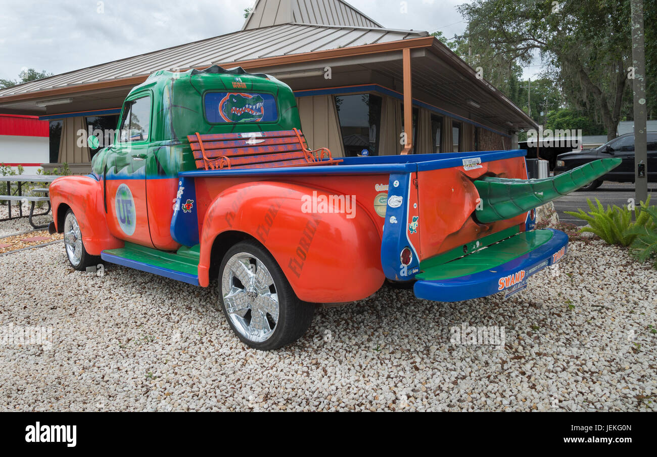 Camion Gator près de l'Université de Floride à Gainesville, en Floride. Banque D'Images