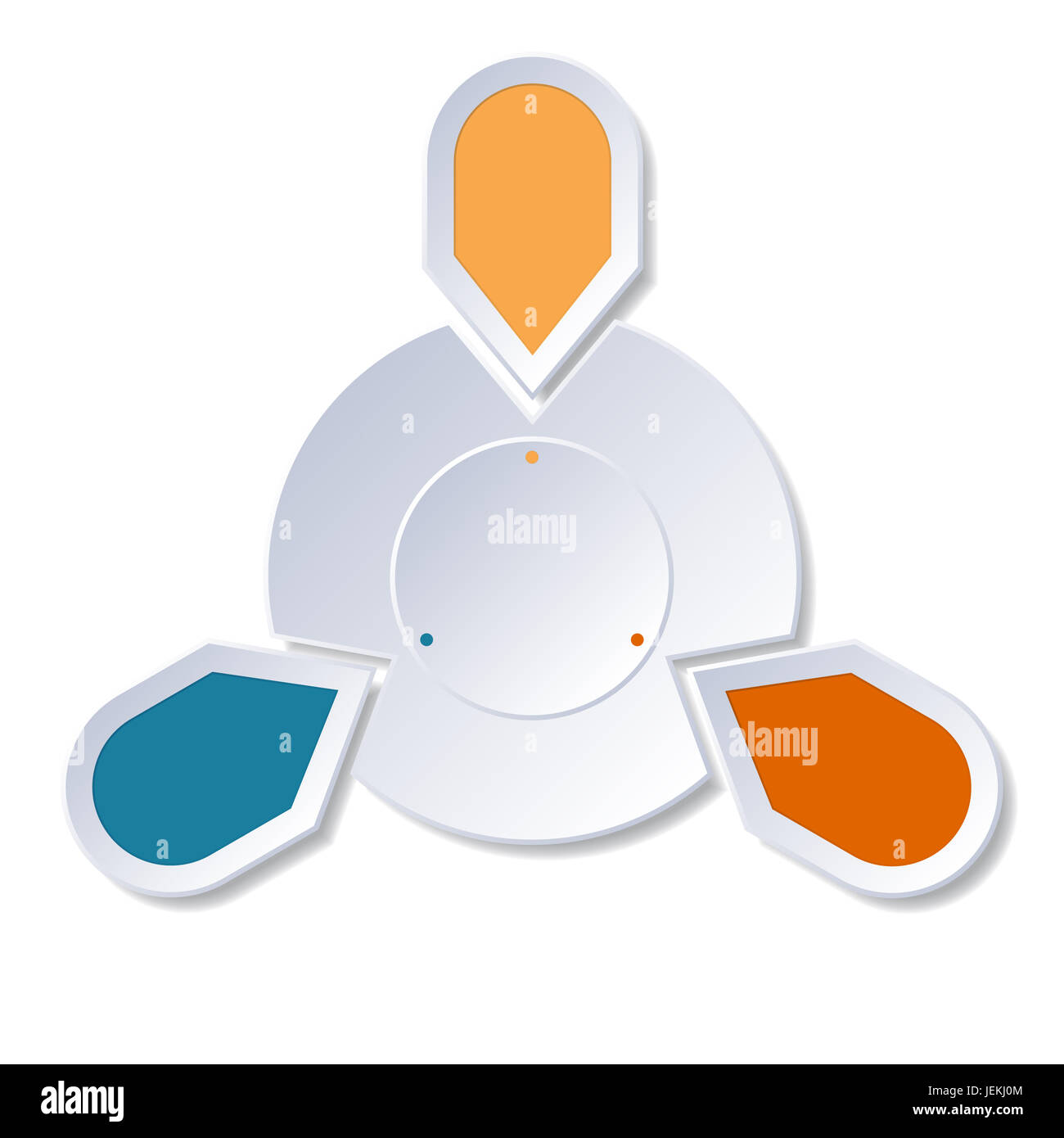 Infographie 3 points disposés en cercle sur fond blanc Banque D'Images