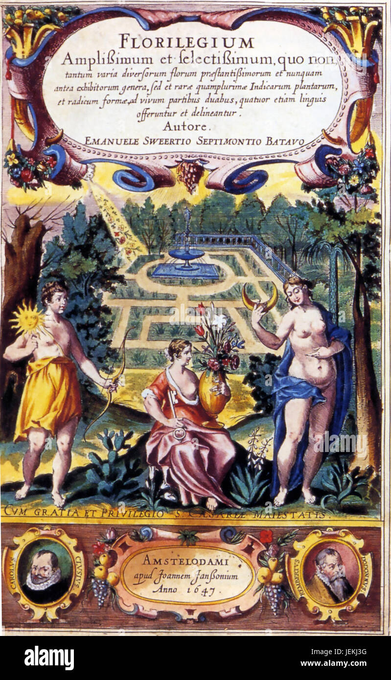 EMANUEL SWEERT (1552-1612) peintre néerlandais et horticultualist. Frontispice de 'Florilegium Amplissimum et Selectissimum" publié 1612 Banque D'Images