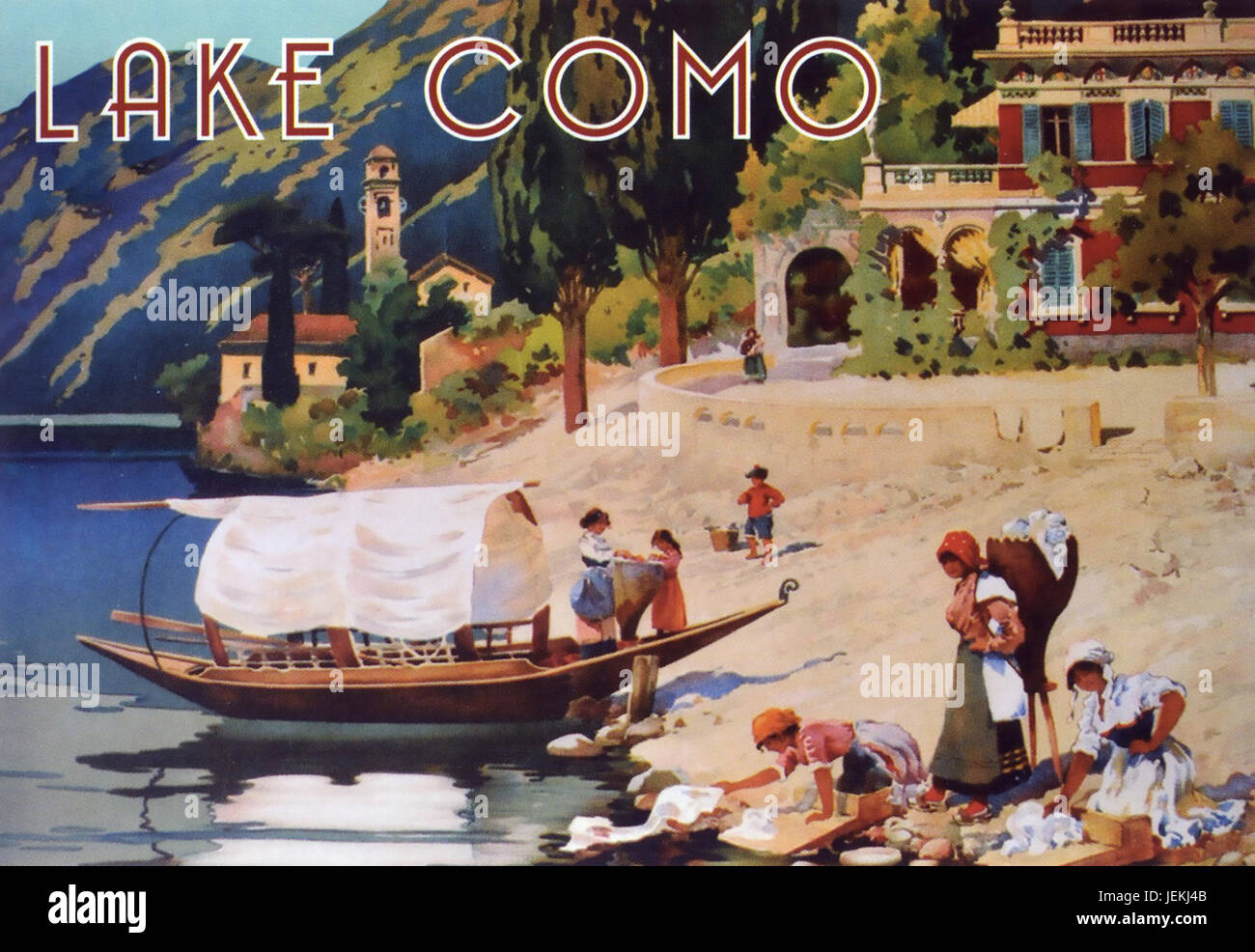 Le lac de Côme, Italie. Affiche promotionnelle de 1905 montrant un bateau Lucia Banque D'Images