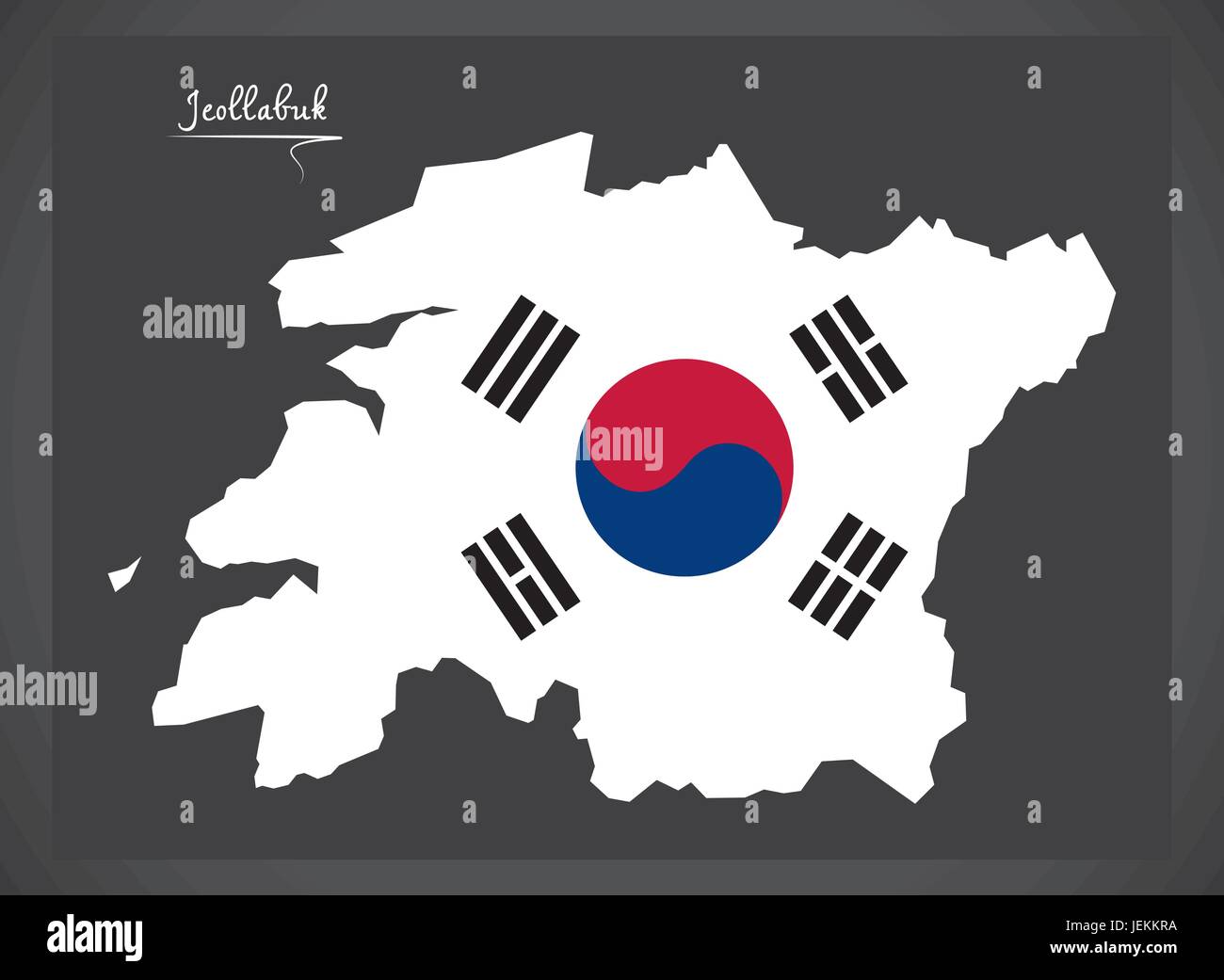 Jeollabuk carte avec drapeau national de la Corée du Sud, illustration Illustration de Vecteur