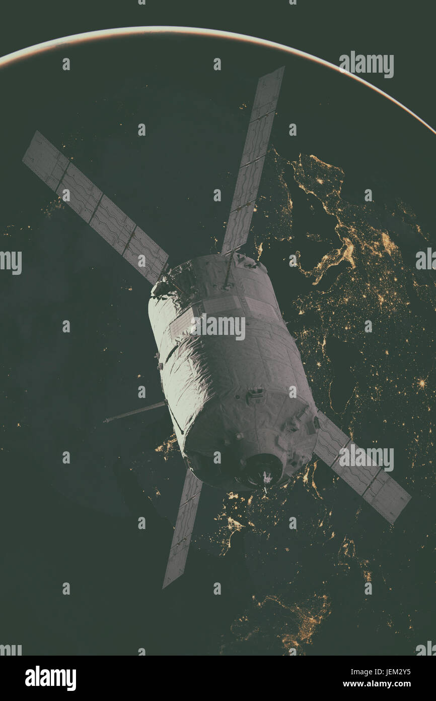 Vaisseaux Cargo - Le véhicule de transfert automatique sur la planète Terre. Éléments de cette image fournie par la NASA. Banque D'Images