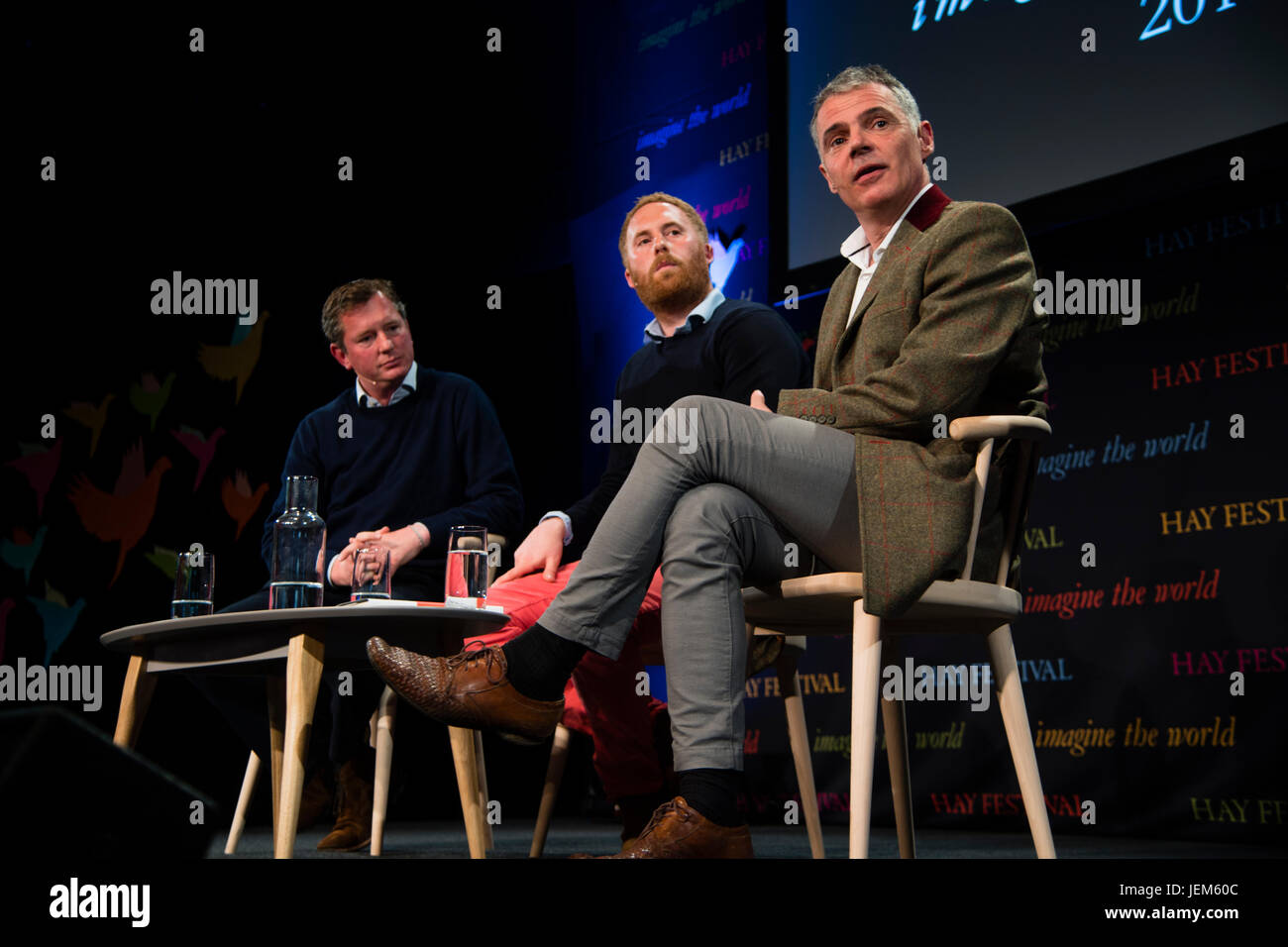 Peter Jukes, auteur anglais, scénariste, dramaturge, critique littéraire et blogger., à l'Hay Festival 2017 de la littérature et les arts, Hay-on-Wye, au Pays de Galles UK Banque D'Images