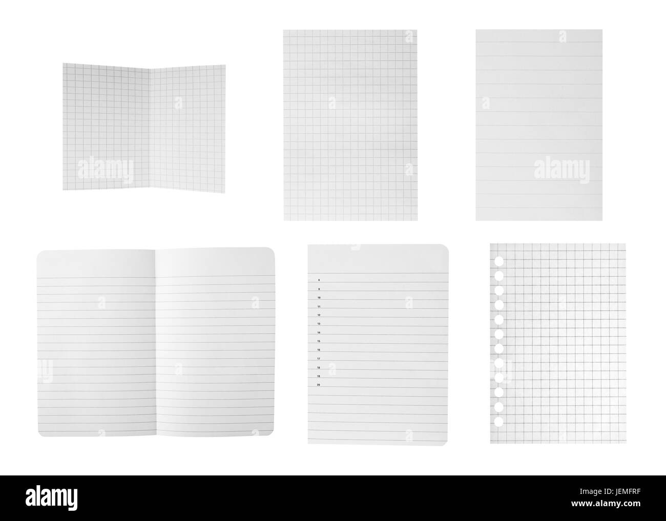 Feuilles de papier collection isolated on white Banque D'Images