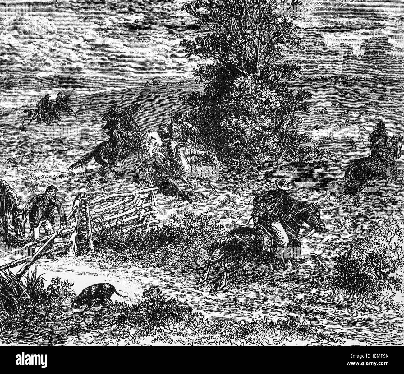 1879 : la chasse au renard à l'État de Virginie, États-Unis d'Amérique Banque D'Images