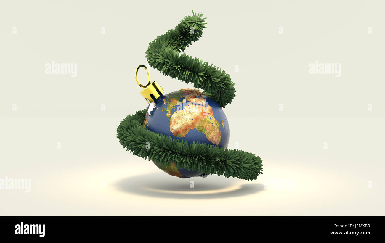 3d illustration Joyeux Noël à travers le monde Banque D'Images